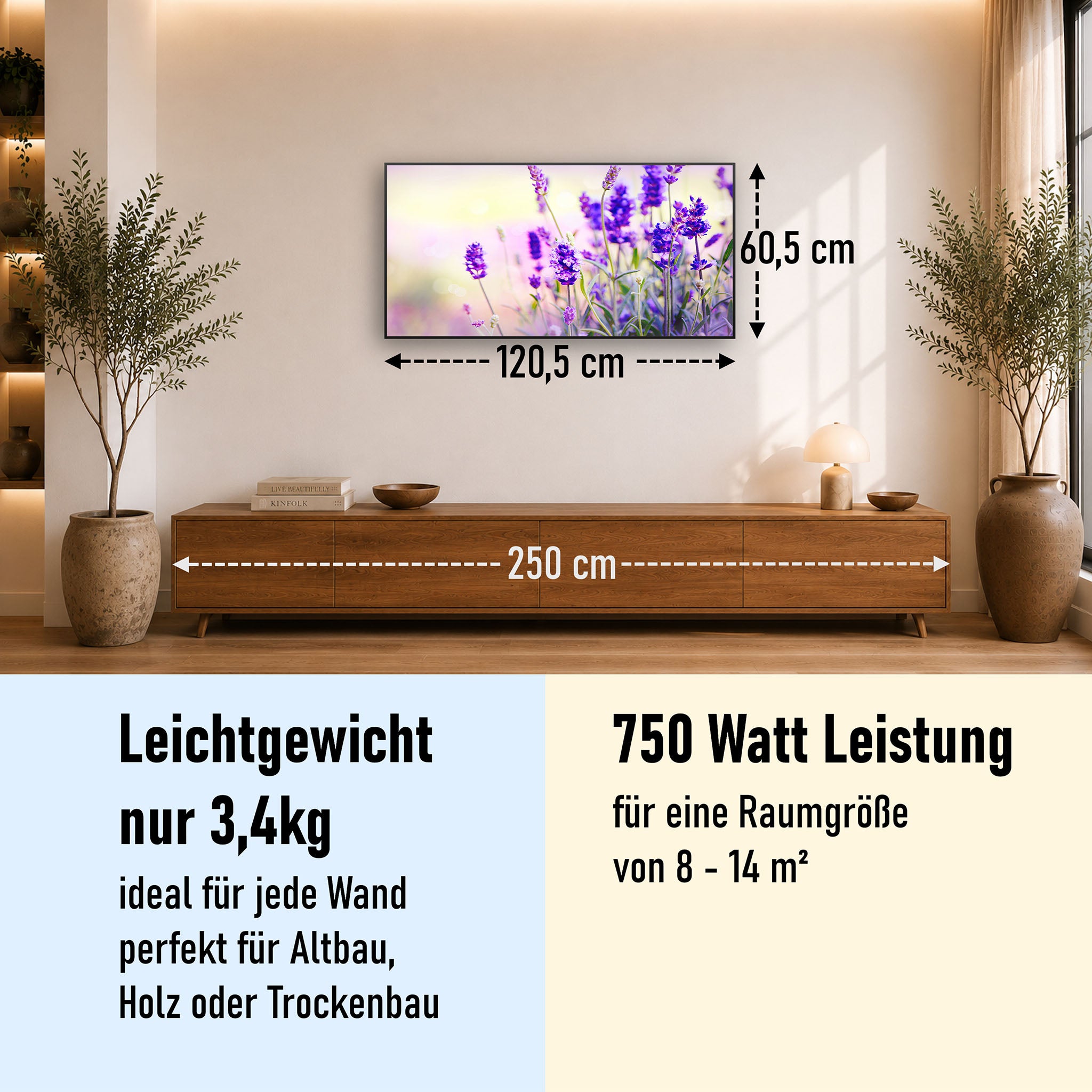 Bild Infrarotheizung 350-1200W Motiv 061 Lavendel
