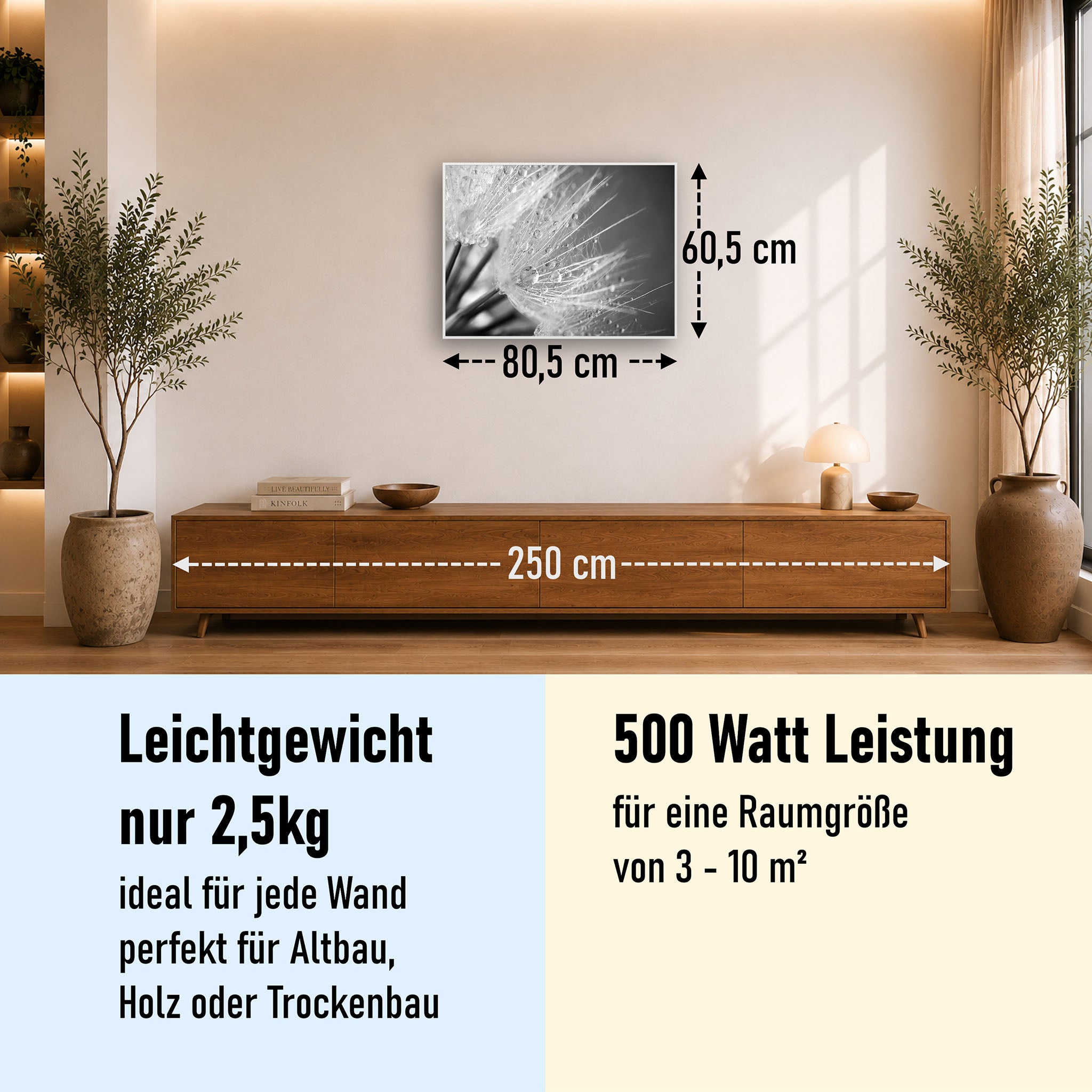 Bild Infrarotheizung 350-1200W Motiv 063 Löwenzahn