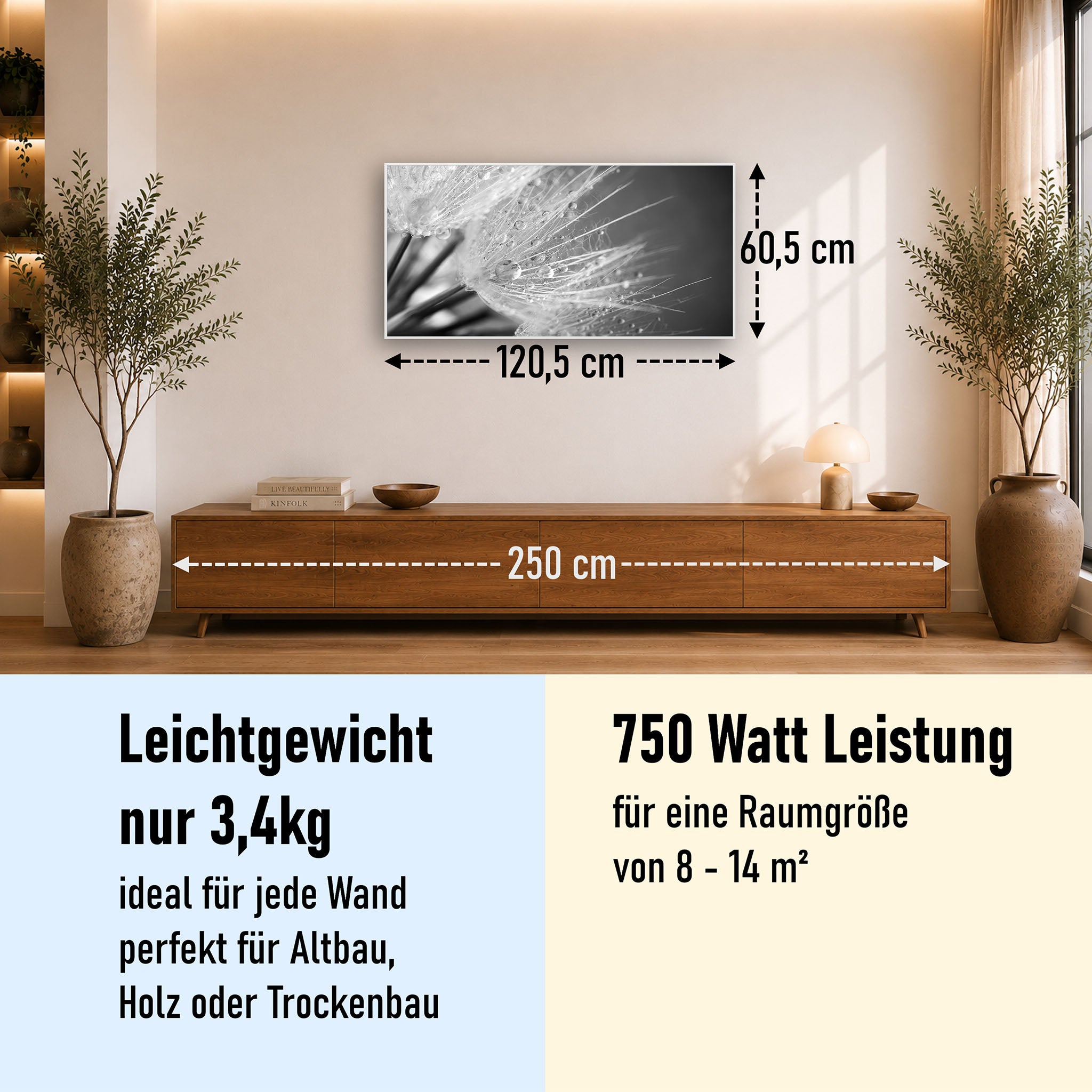 Bild Infrarotheizung 350-1200W Motiv 063 Löwenzahn