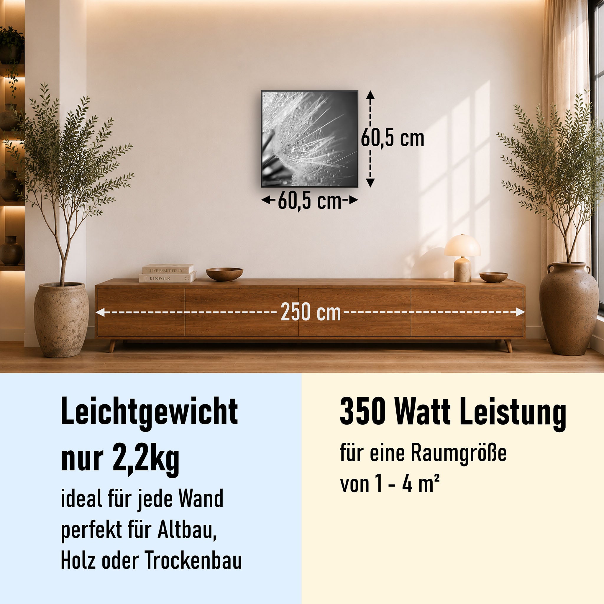 Bild Infrarotheizung 350-1200W Motiv 063 Löwenzahn