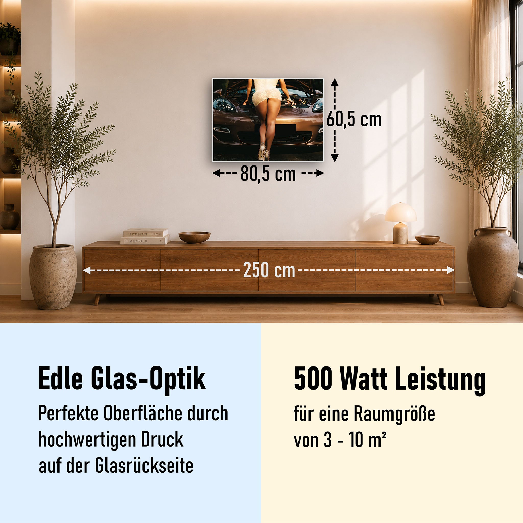 Glas Infrarotheizung 350-1200W Motiv 064 Car Service