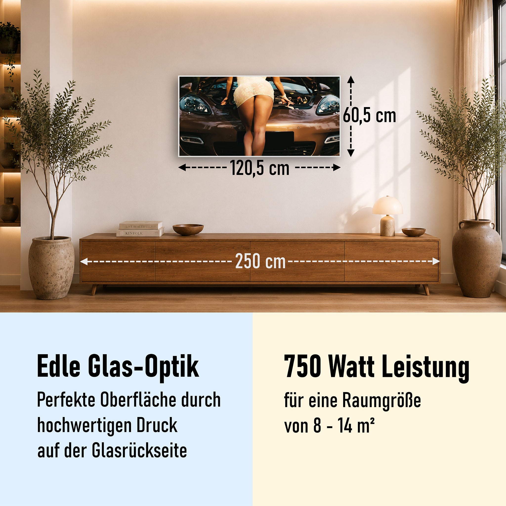 Glas Infrarotheizung 350-1200W Motiv 064 Car Service