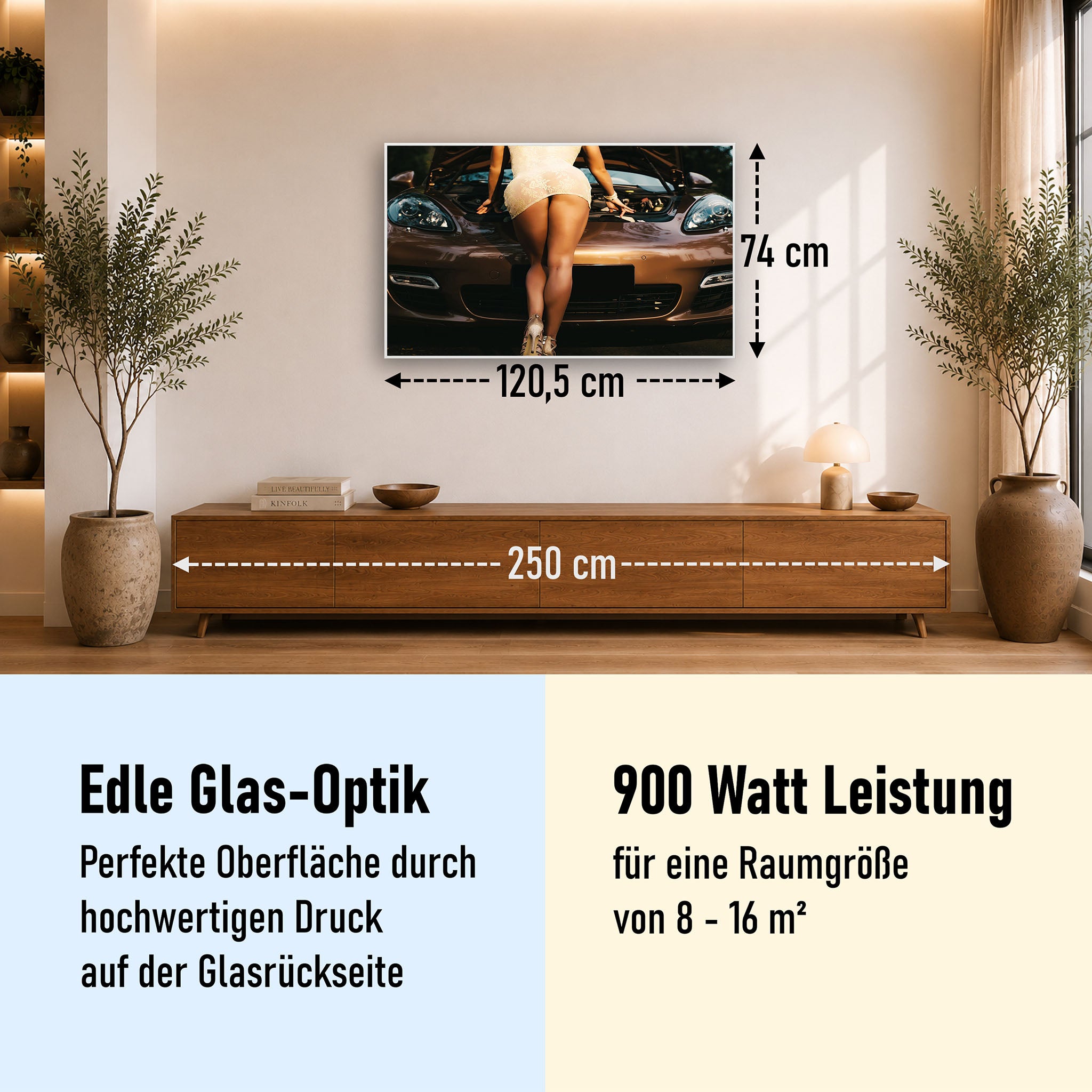 Glas Infrarotheizung 350-1200W Motiv 064 Car Service
