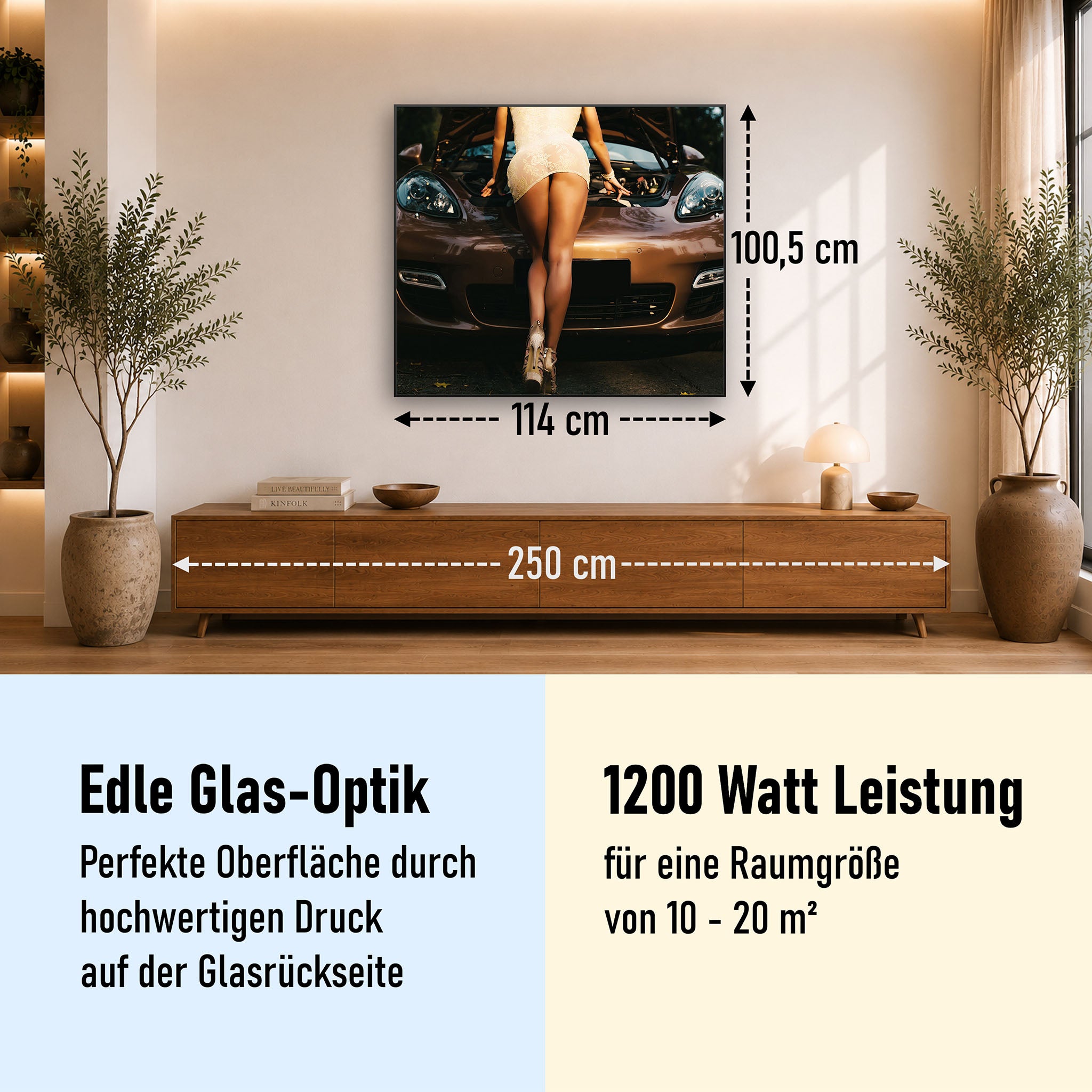 Glas Infrarotheizung 350-1200W Motiv 064 Car Service