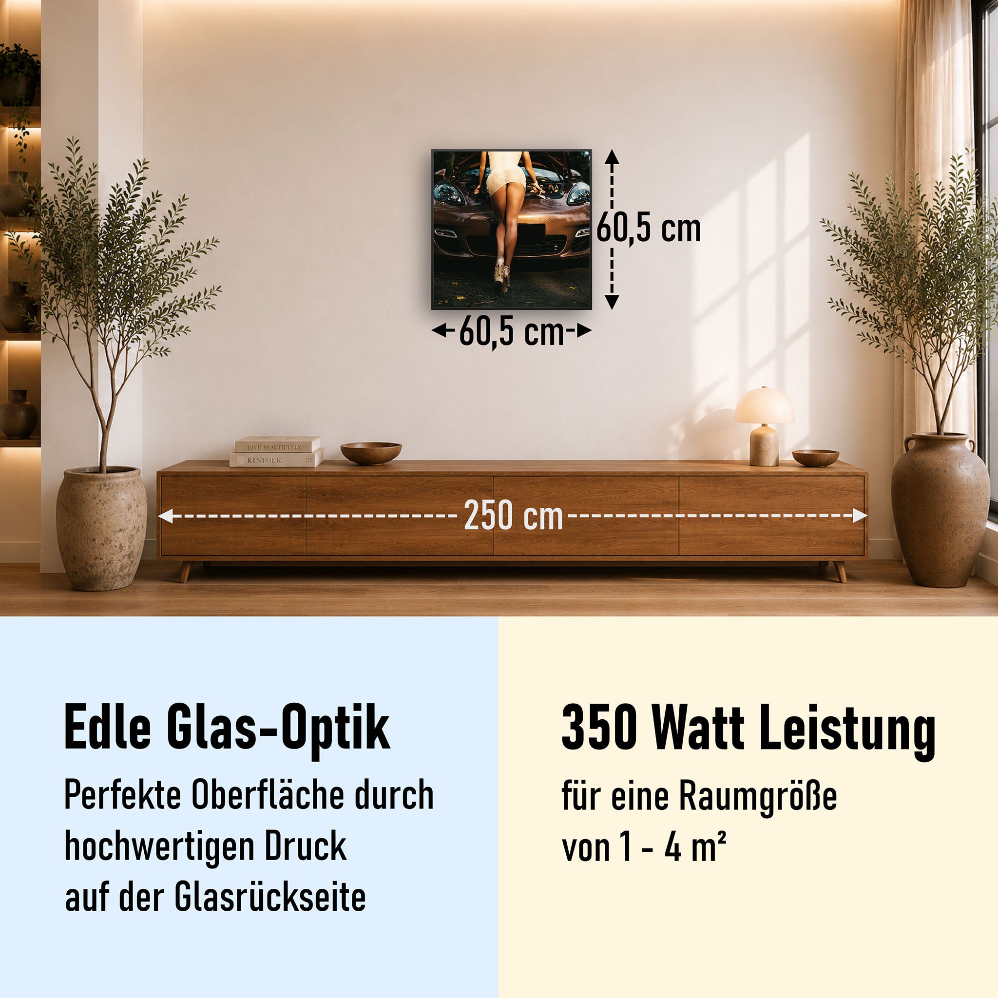 Glas Infrarotheizung 350-1200W Motiv 064 Car Service