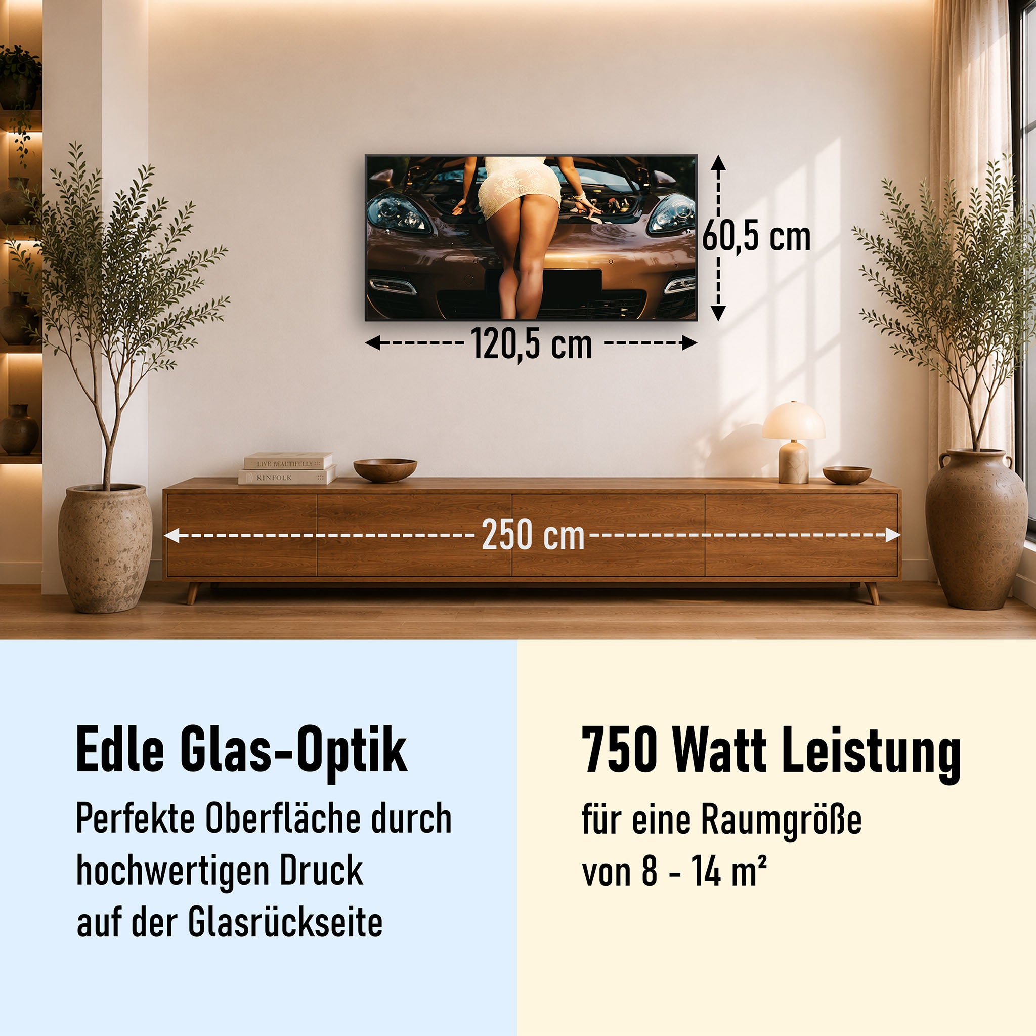 Glas Infrarotheizung 350-1200W Motiv 064 Car Service