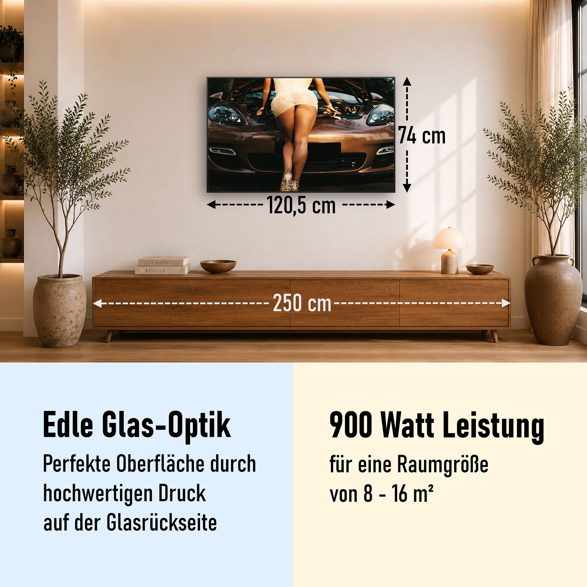 Glas Infrarotheizung 350-1200W Motiv 064 Car Service