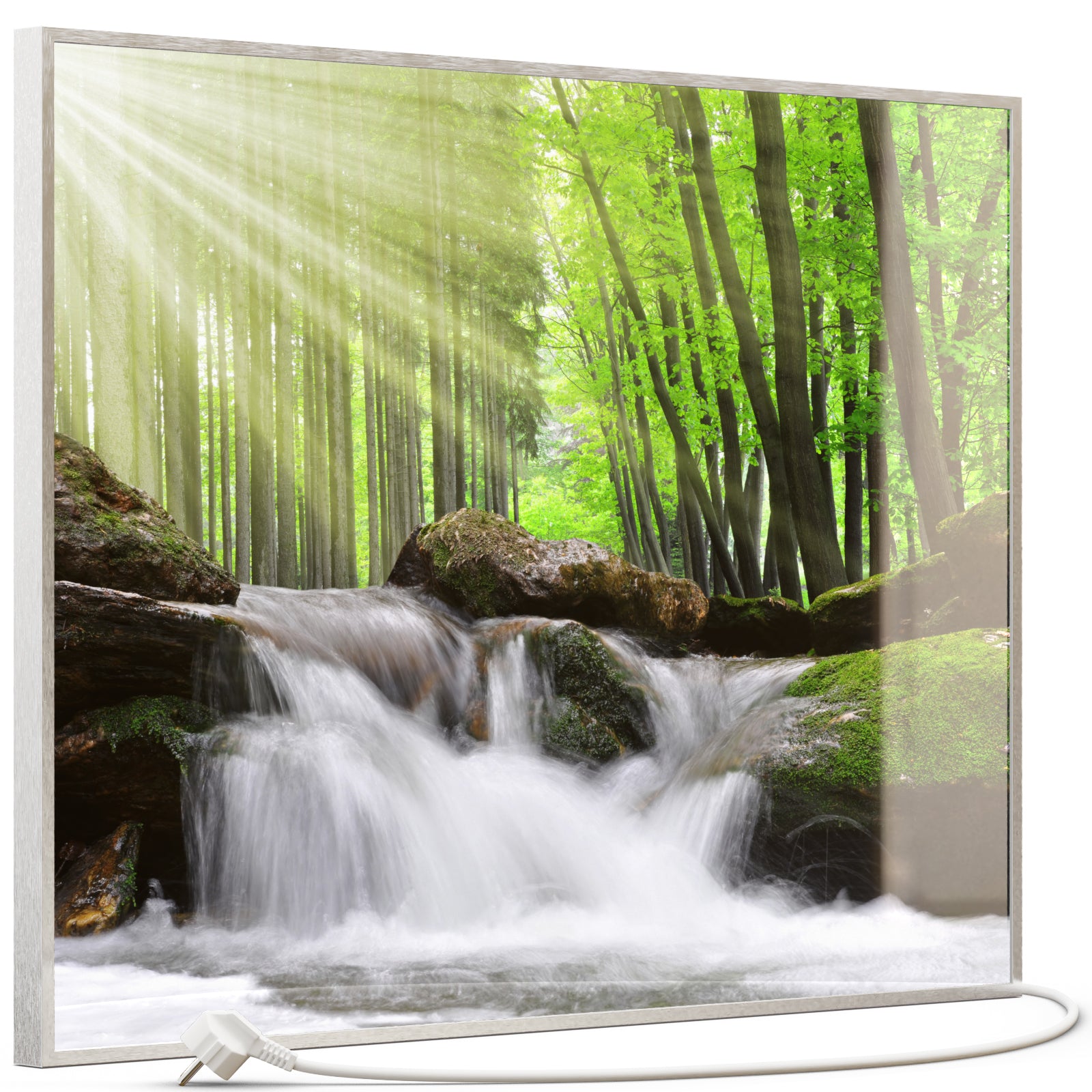 Glas Infrarotheizung 350-1200W Motiv 065 Wasserfall Wald