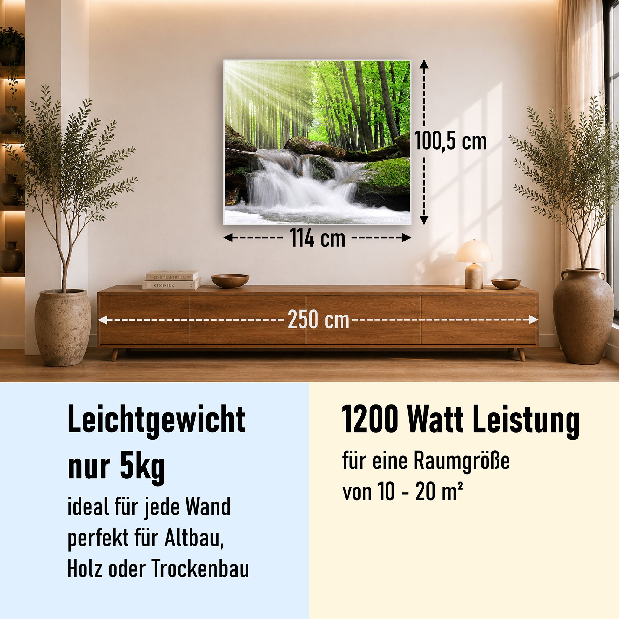 Bild Infrarotheizung 350-1200W Motiv 065 Wasserfall Wald
