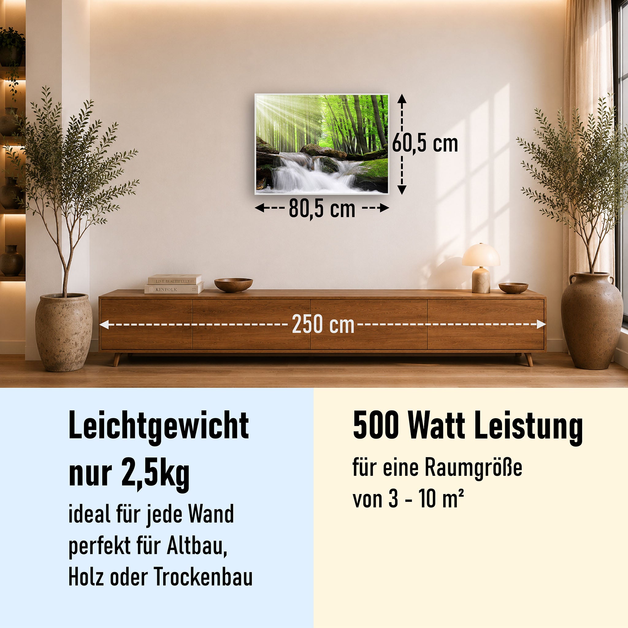 Bild Infrarotheizung 350-1200W Motiv 065 Wasserfall Wald