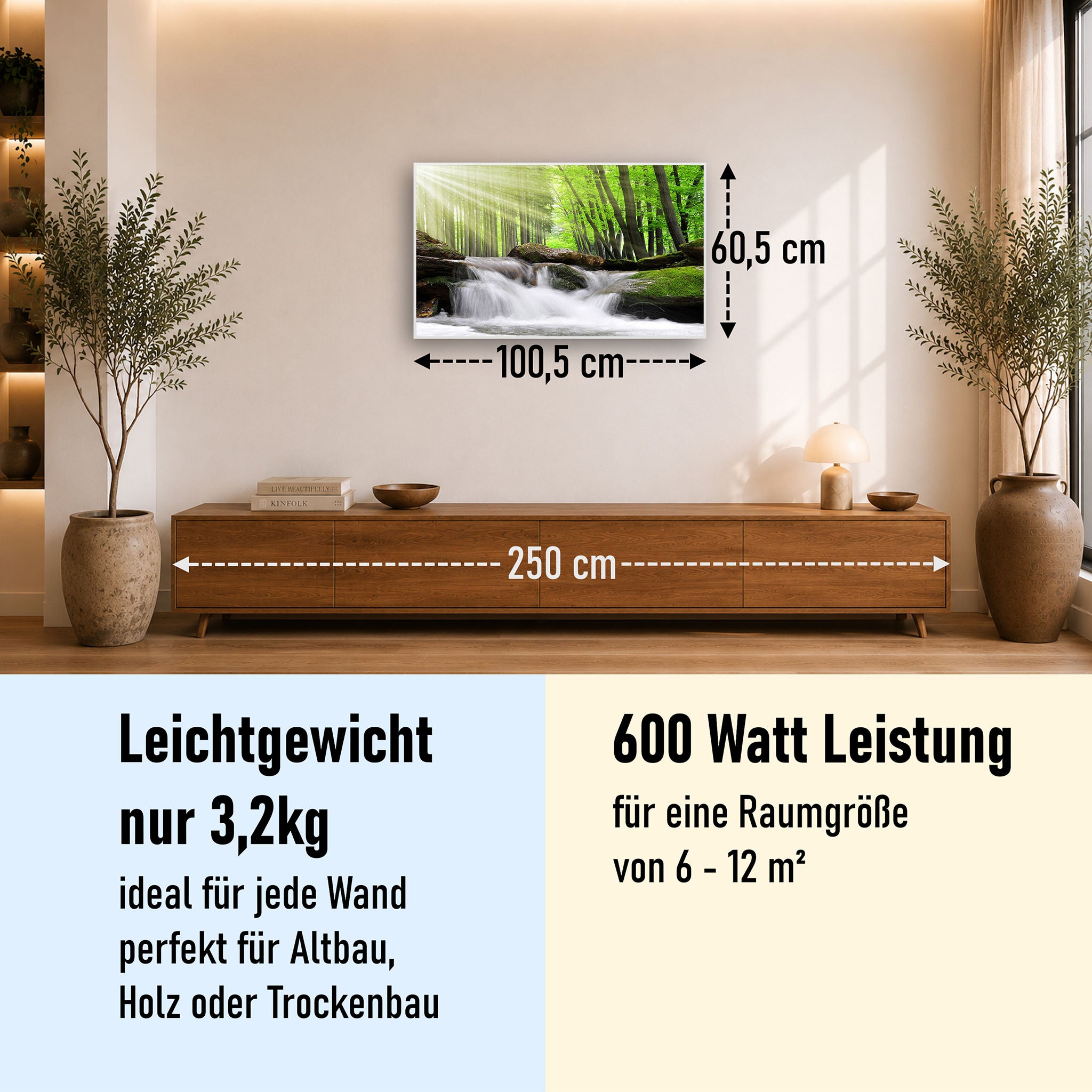 Bild Infrarotheizung 350-1200W Motiv 065 Wasserfall Wald