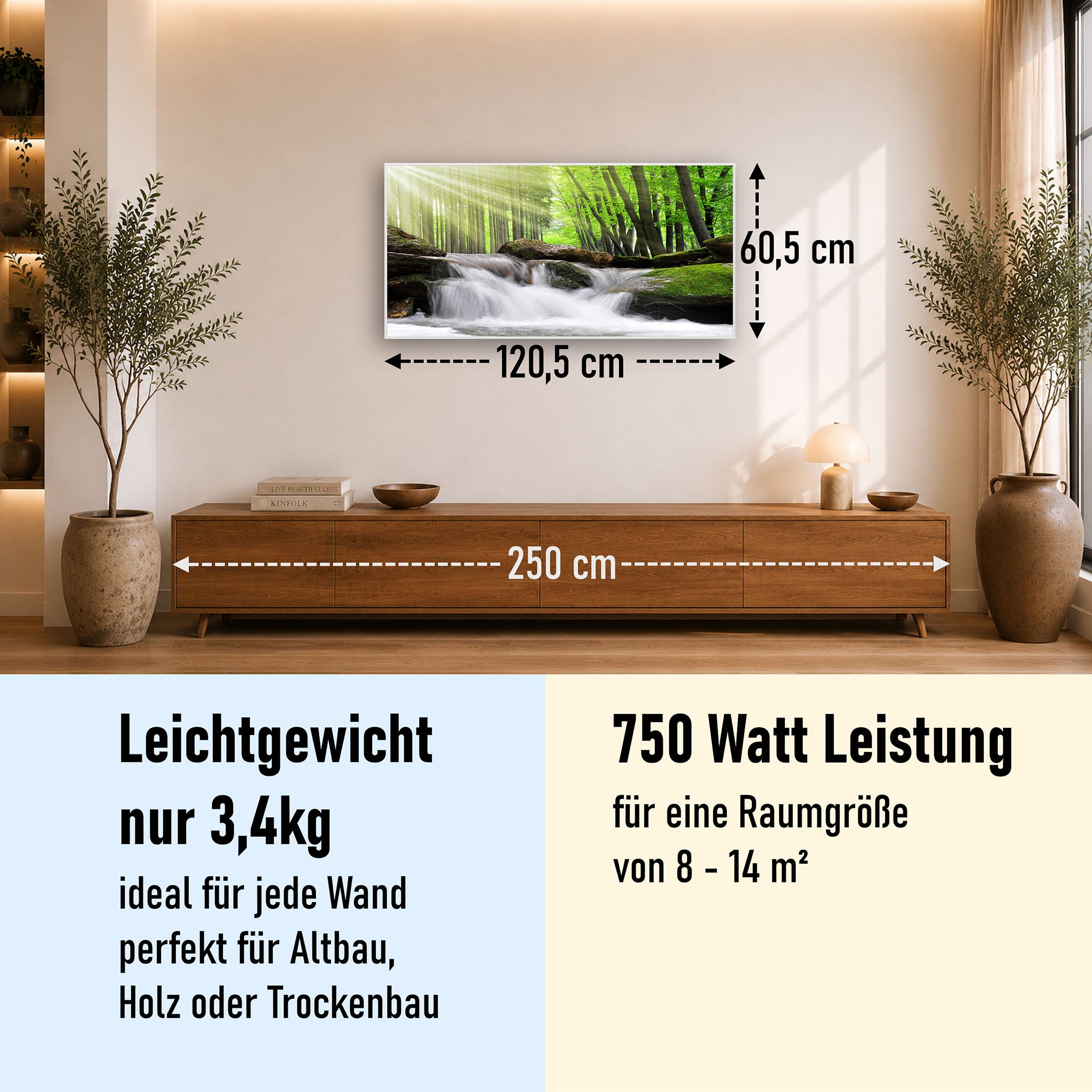 Bild Infrarotheizung 350-1200W Motiv 065 Wasserfall Wald