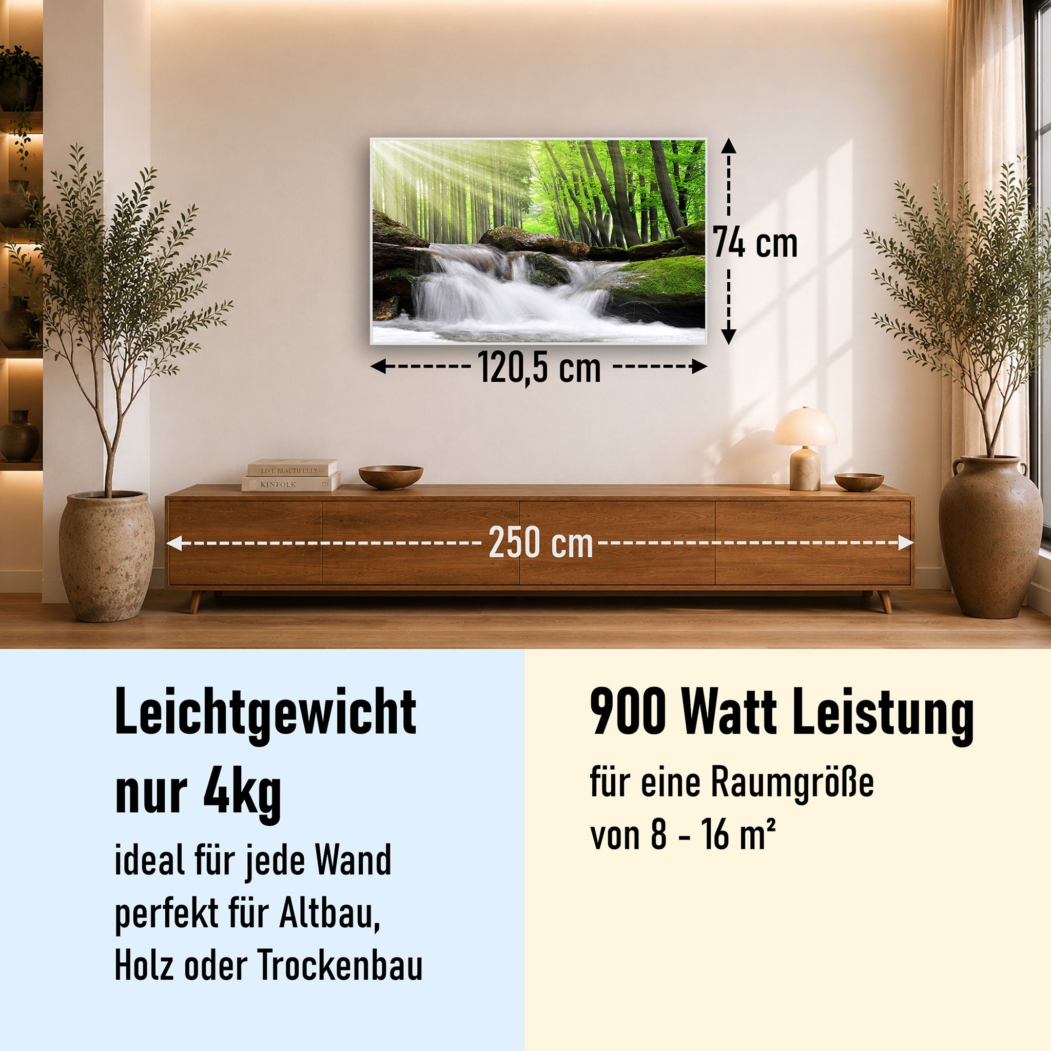 Bild Infrarotheizung 350-1200W Motiv 065 Wasserfall Wald
