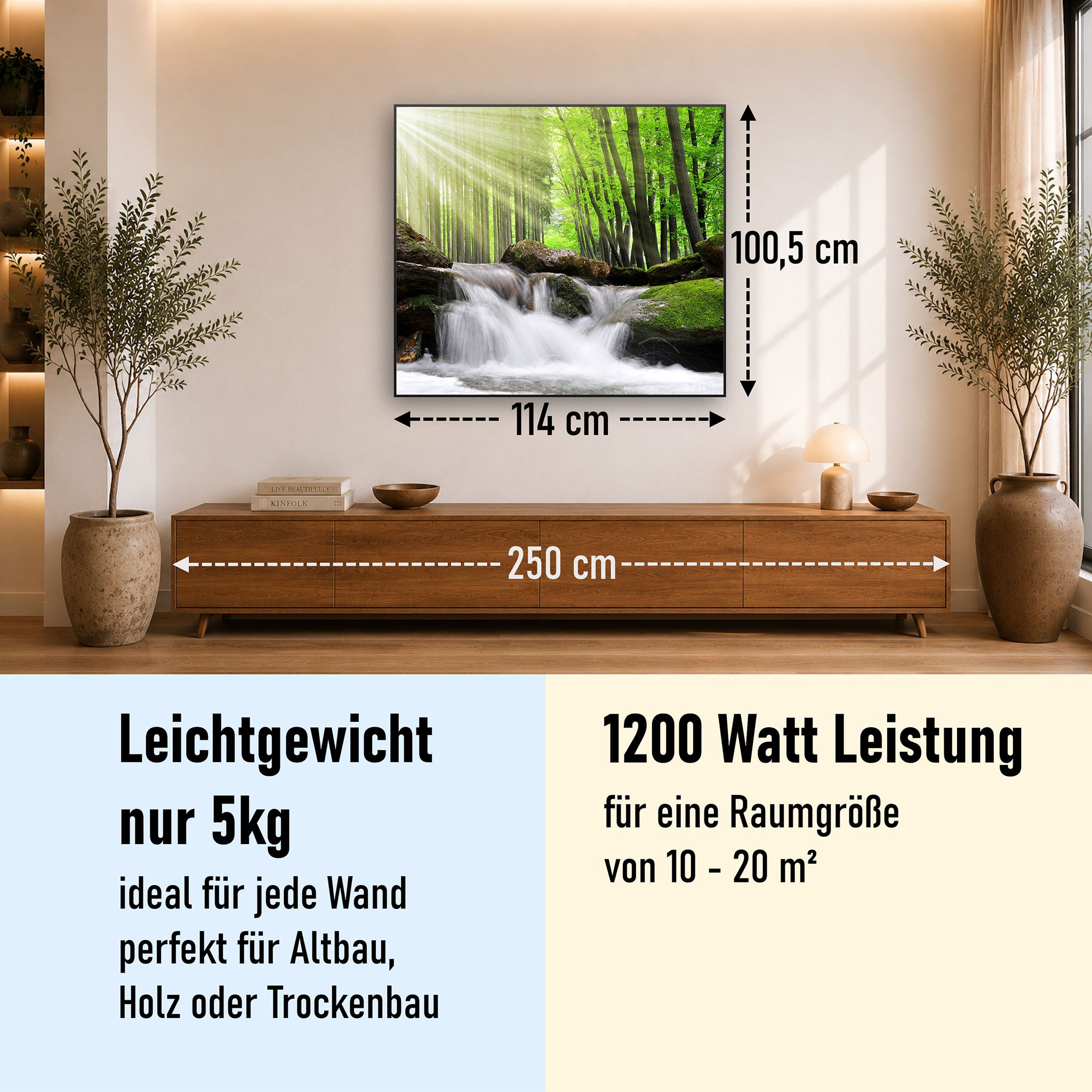 Bild Infrarotheizung 350-1200W Motiv 065 Wasserfall Wald