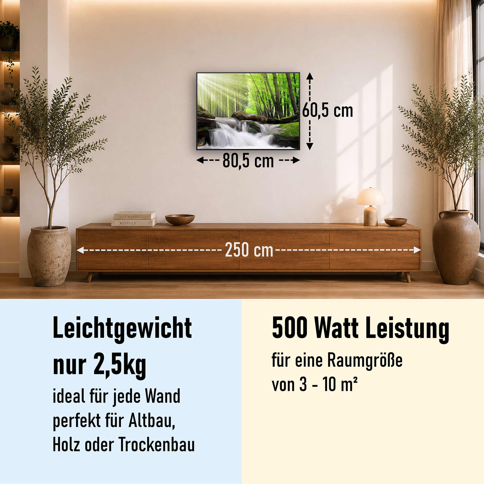 Bild Infrarotheizung 350-1200W Motiv 065 Wasserfall Wald