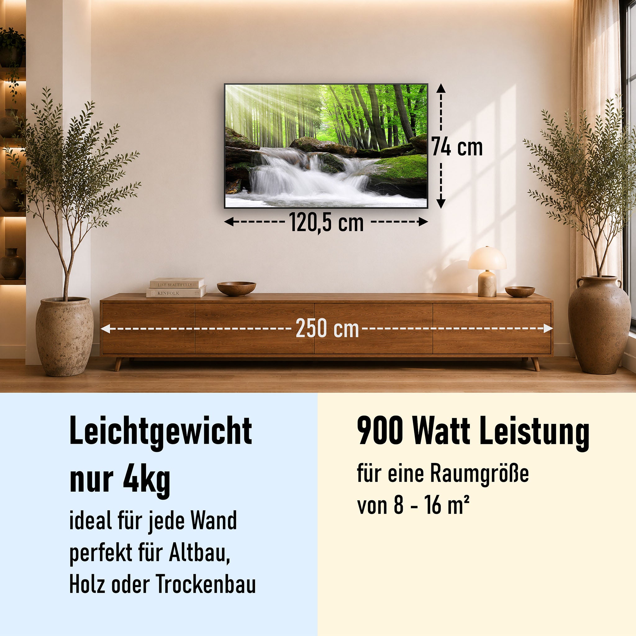 Bild Infrarotheizung 350-1200W Motiv 065 Wasserfall Wald