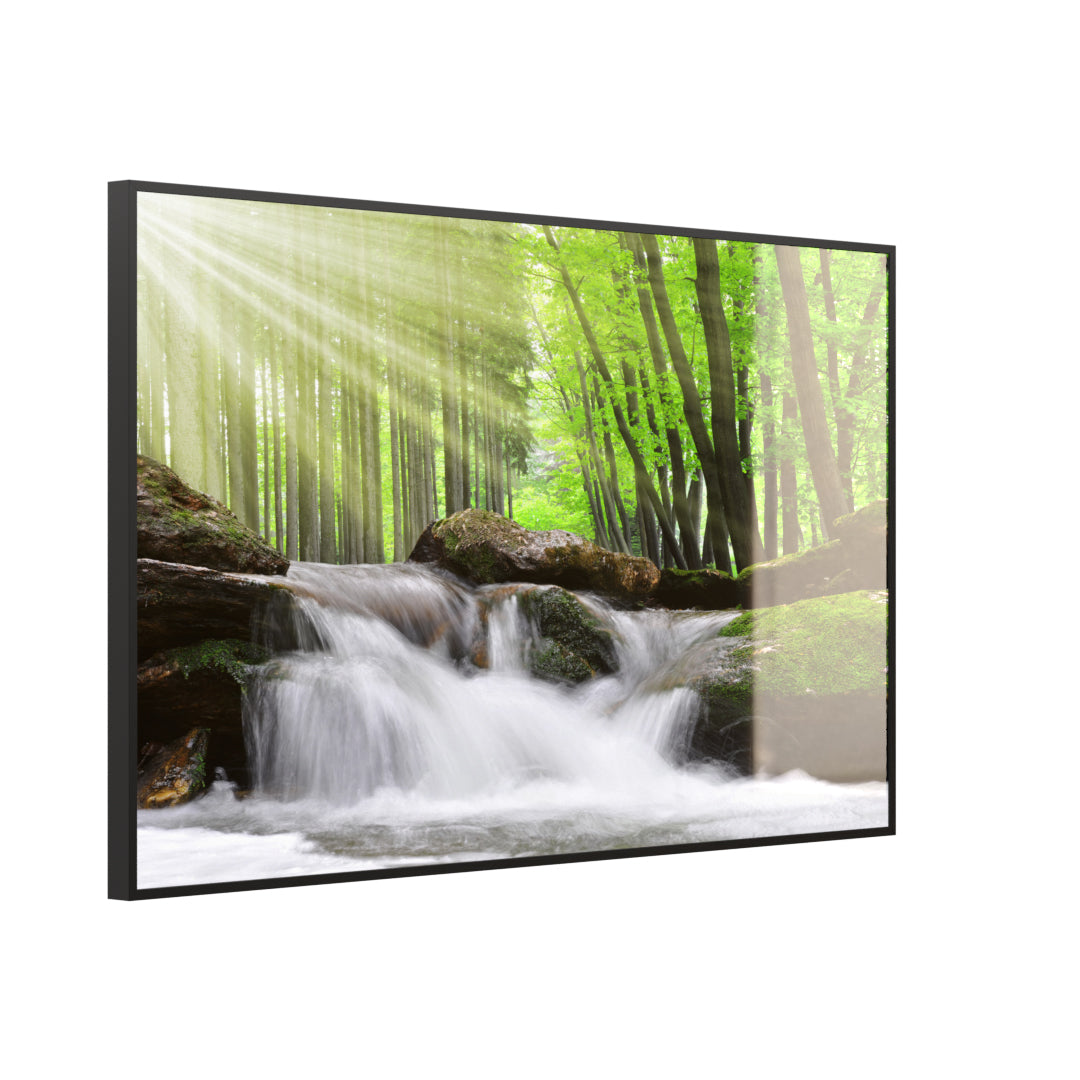 Glas Infrarotheizung 350-1200W Motiv 065 Wasserfall Wald