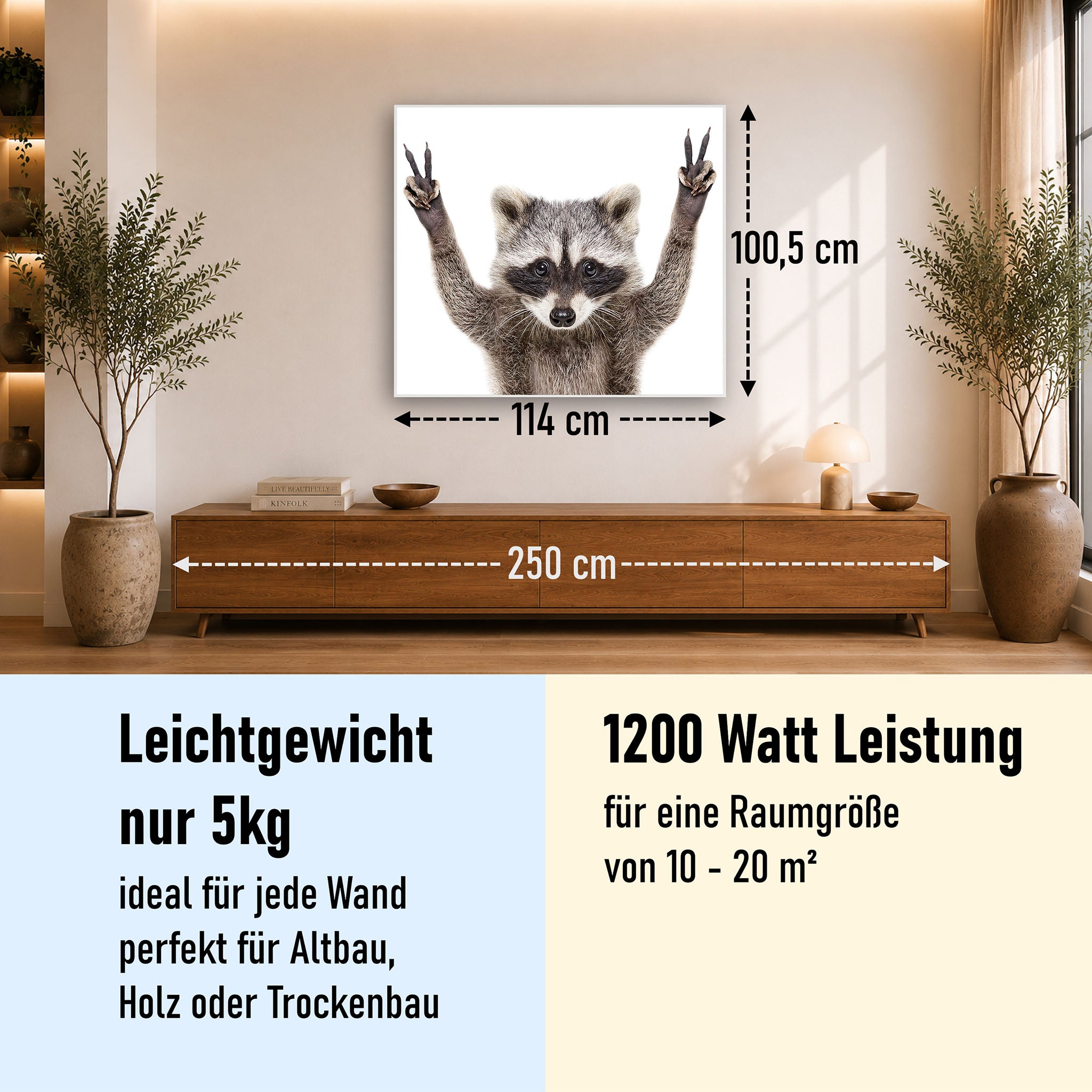 Bild Infrarotheizung 350-1200W Motiv 066 Waschbär