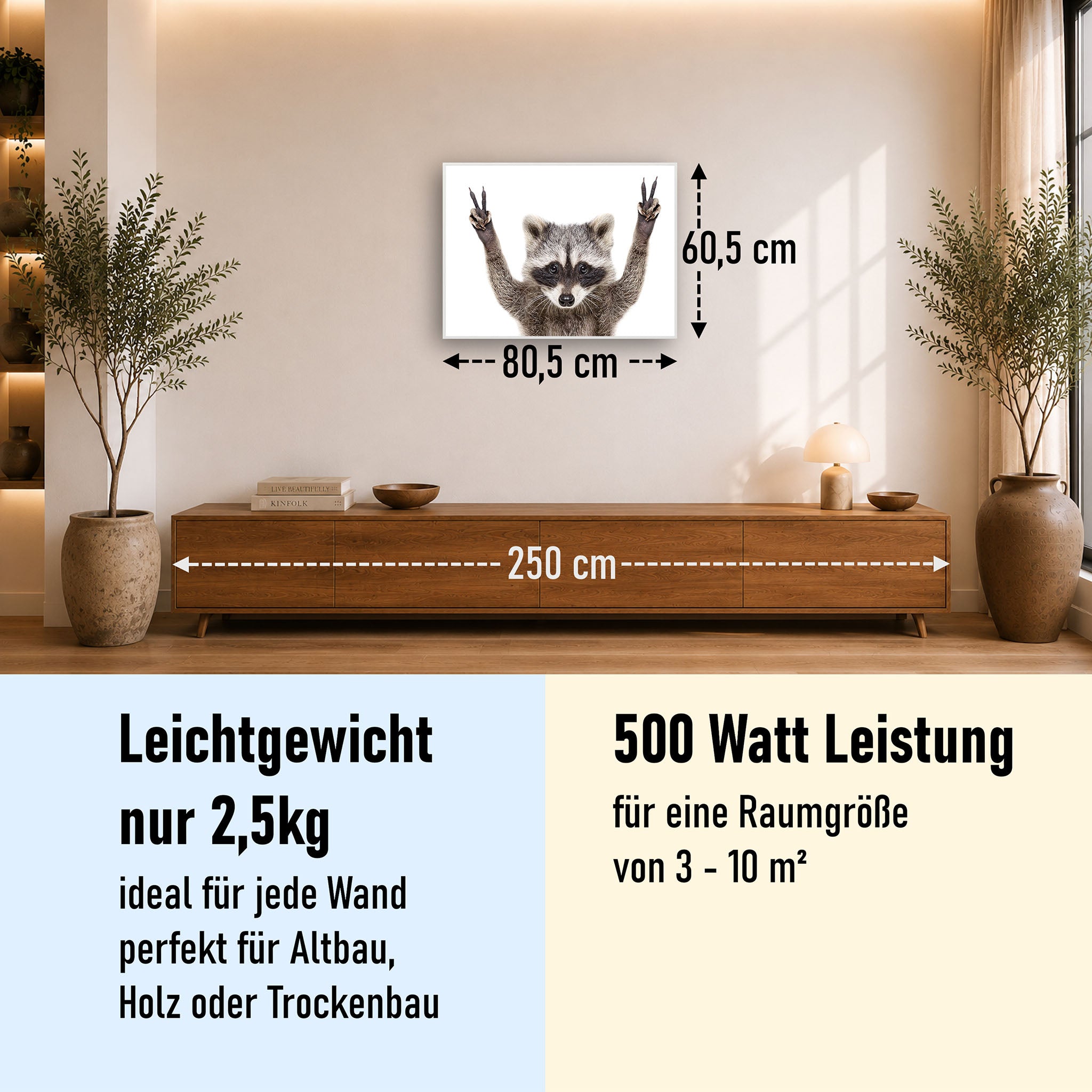 Bild Infrarotheizung 350-1200W Motiv 066 Waschbär