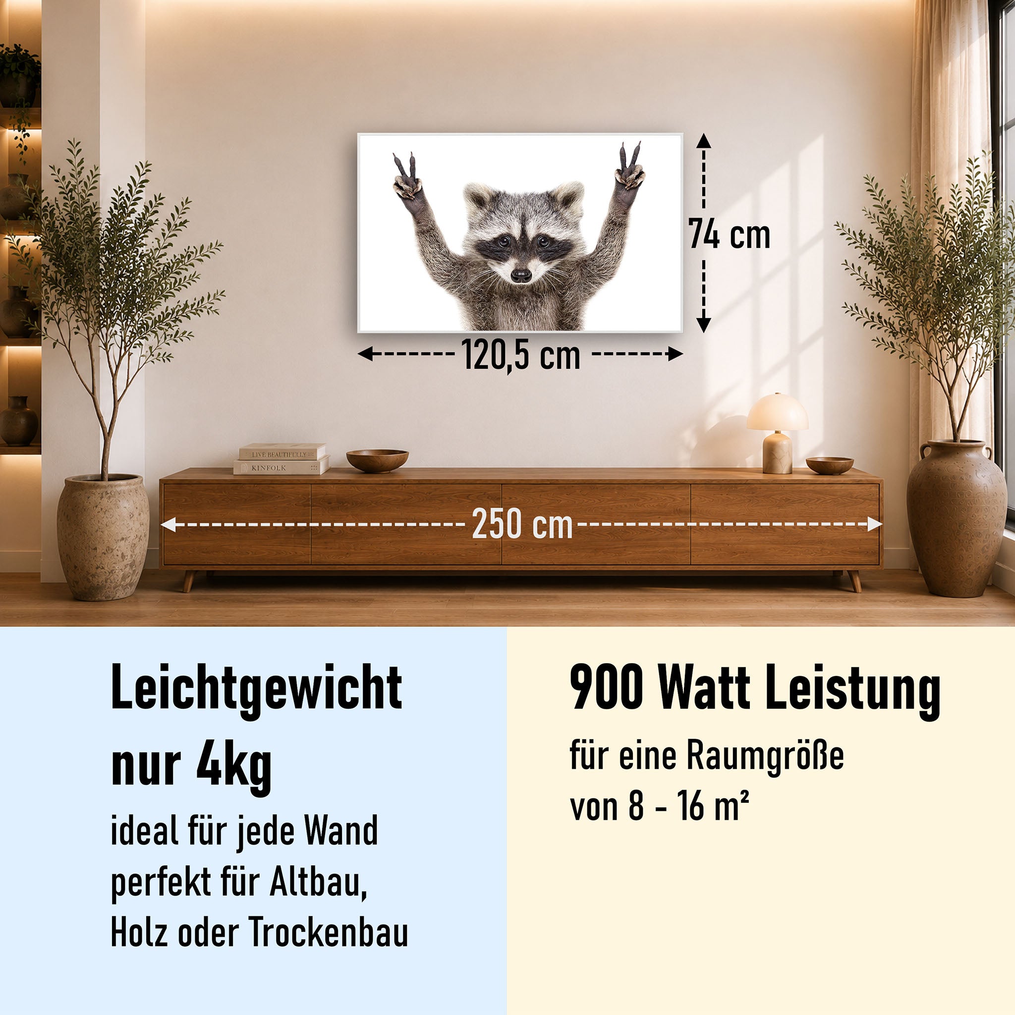 Bild Infrarotheizung 350-1200W Motiv 066 Waschbär