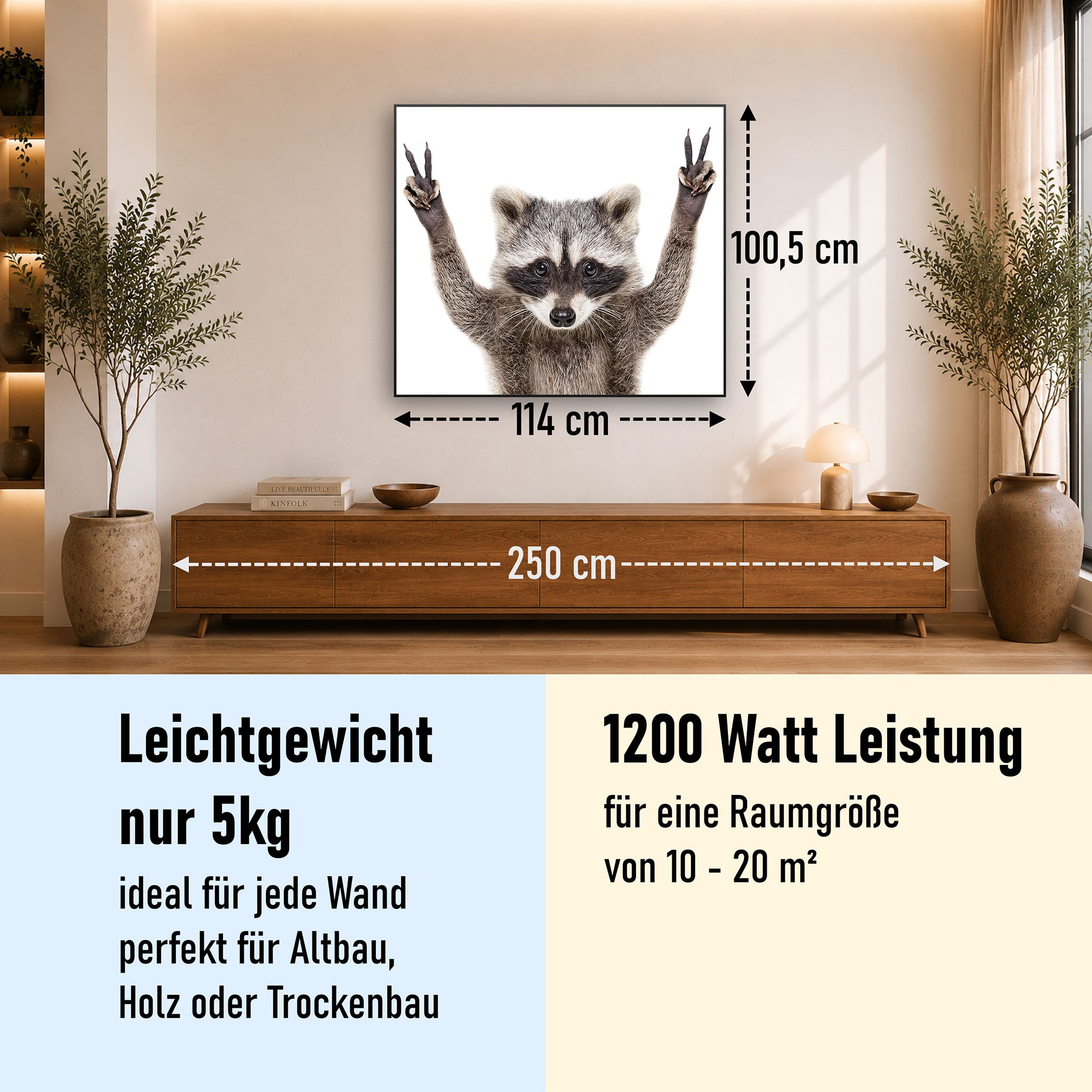Bild Infrarotheizung 350-1200W Motiv 066 Waschbär