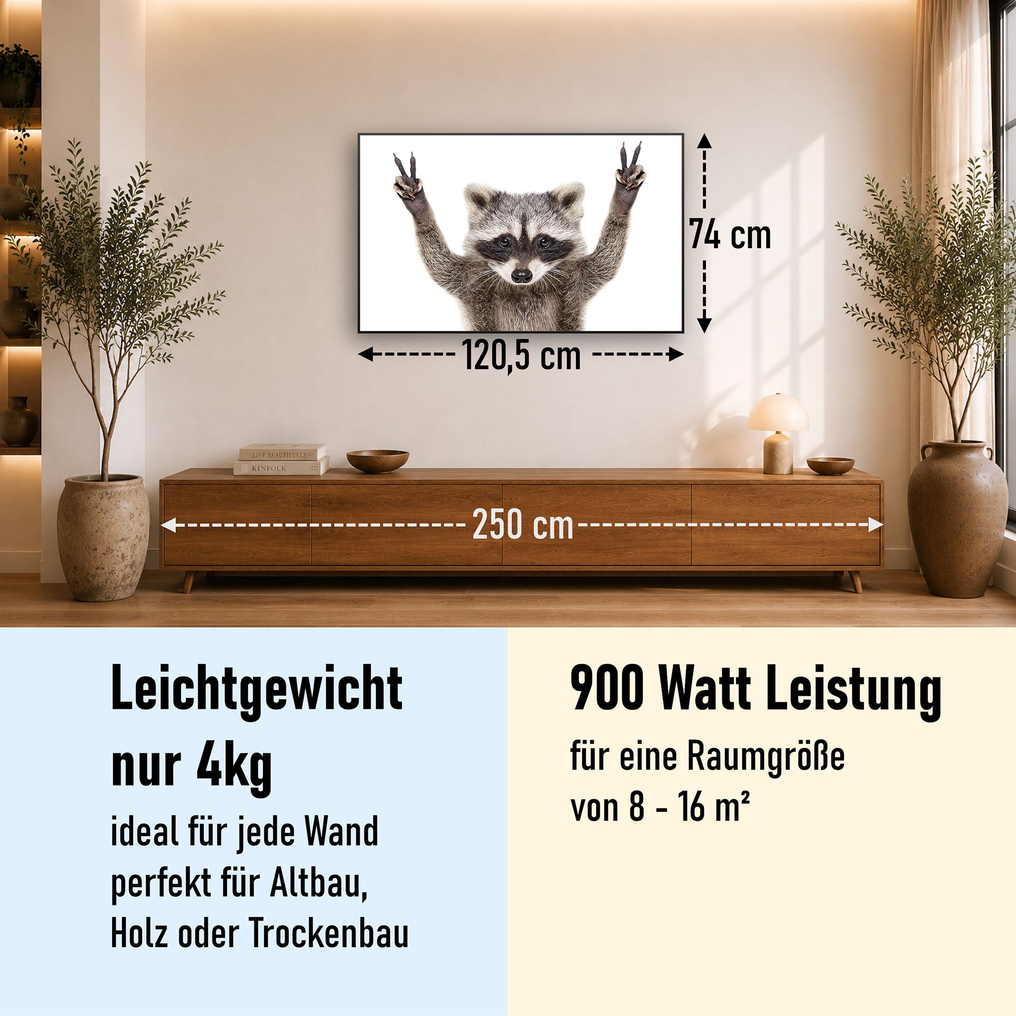 Bild Infrarotheizung 350-1200W Motiv 066 Waschbär