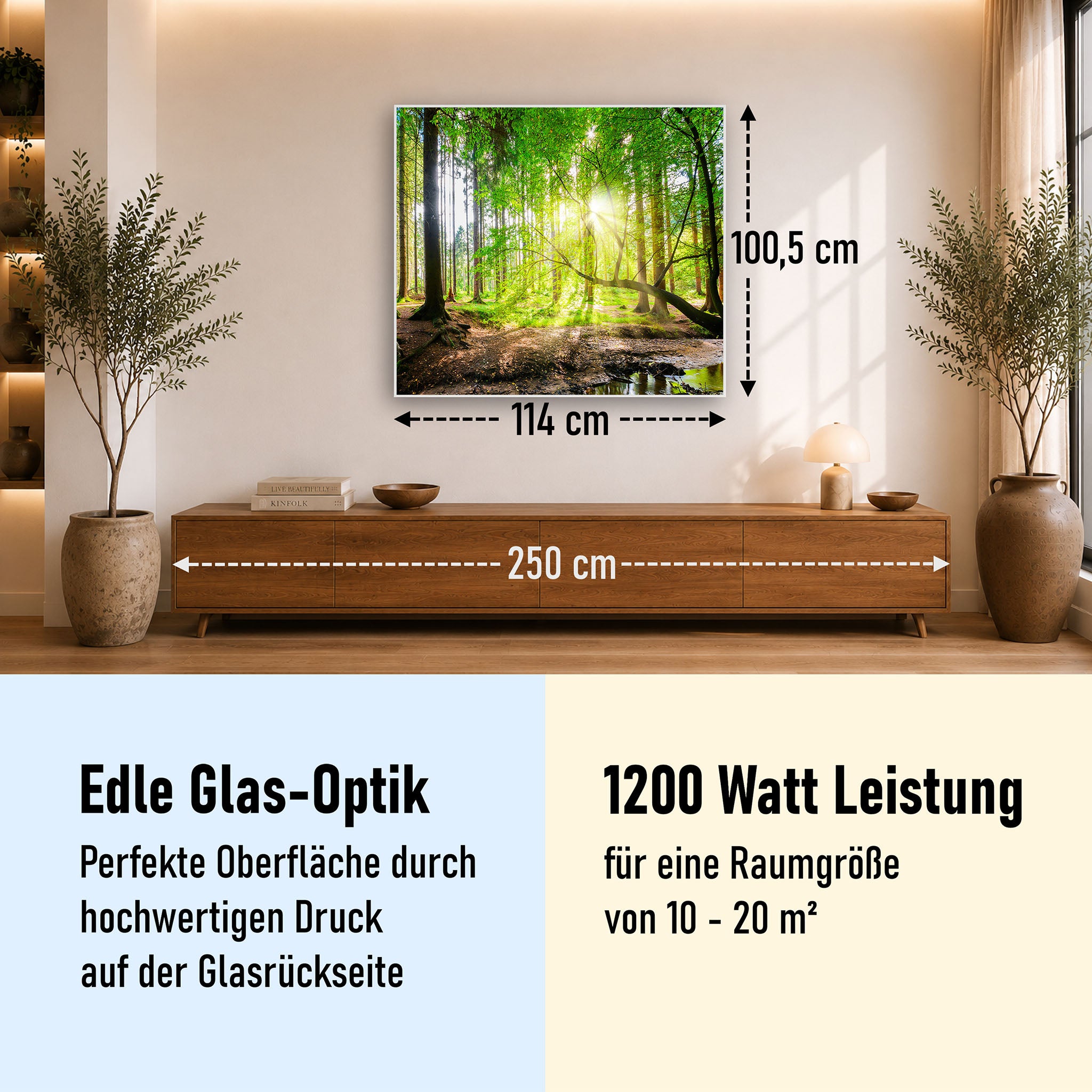 Glas Infrarotheizung 350-1200W Motiv 067 Wald Panorama