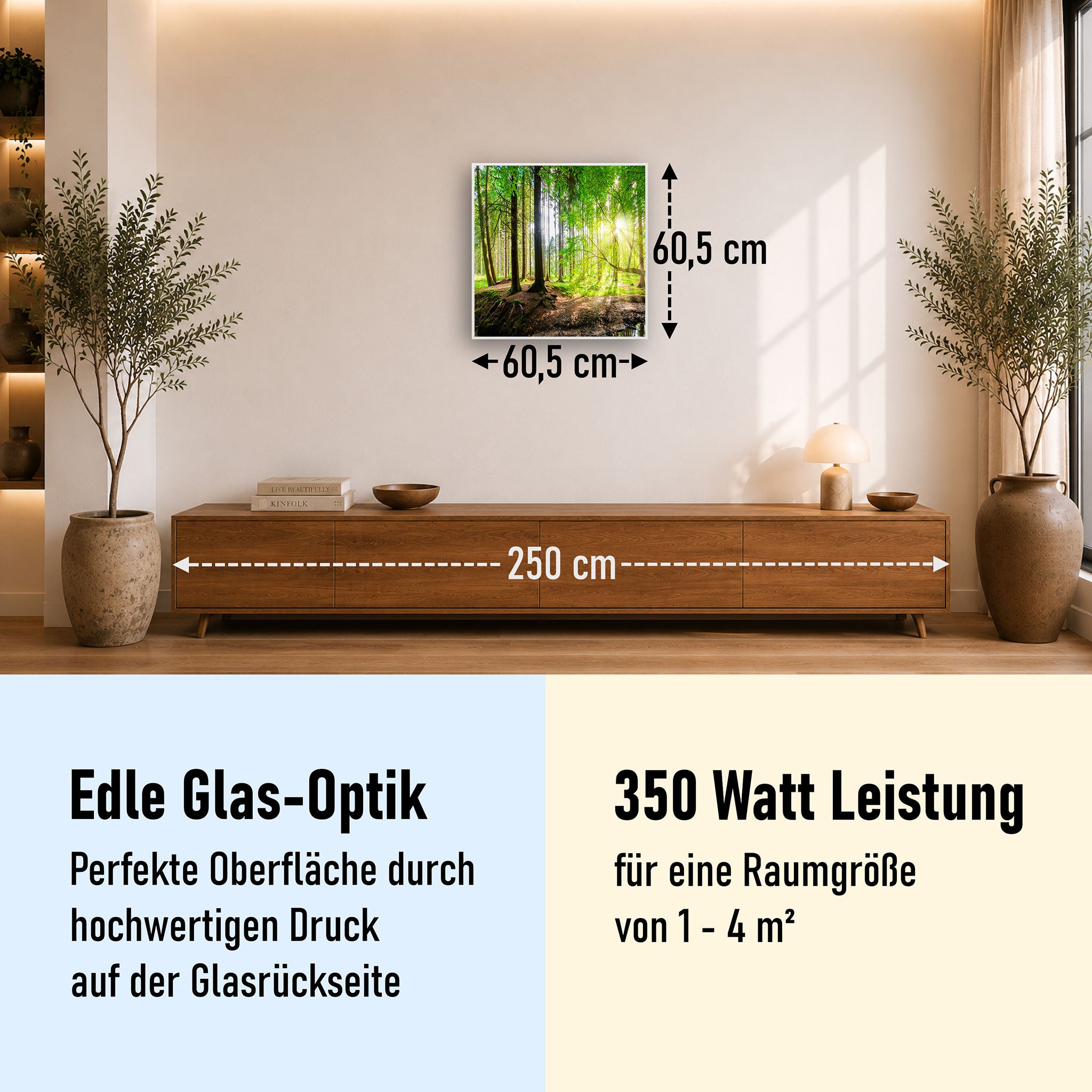 Glas Infrarotheizung 350-1200W Motiv 067 Wald Panorama