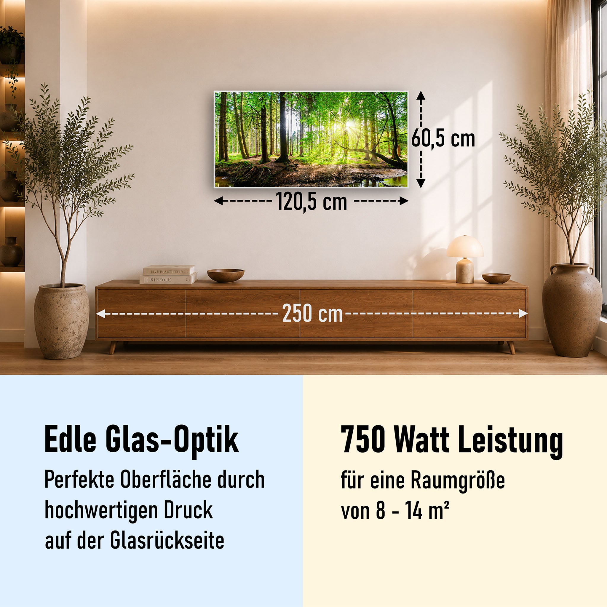 Glas Infrarotheizung 350-1200W Motiv 067 Wald Panorama