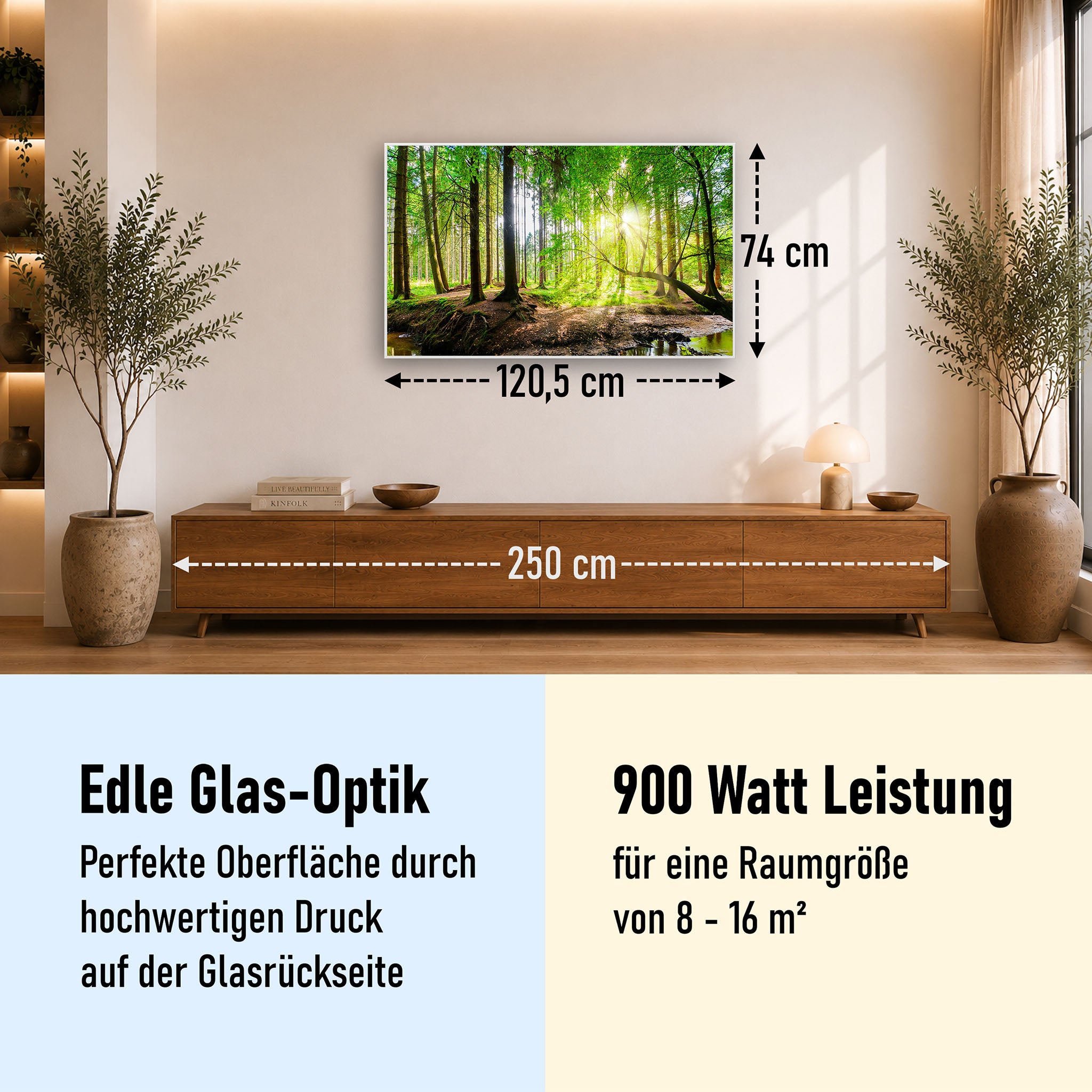 Glas Infrarotheizung 350-1200W Motiv 067 Wald Panorama
