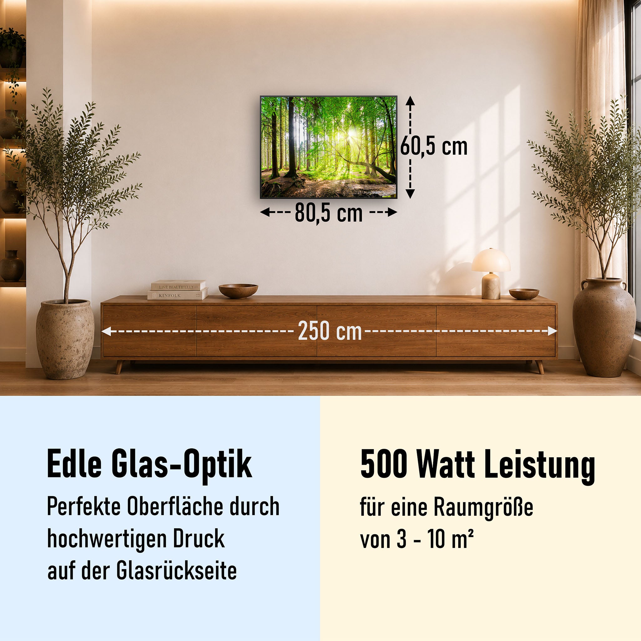 Glas Infrarotheizung 350-1200W Motiv 067 Wald Panorama