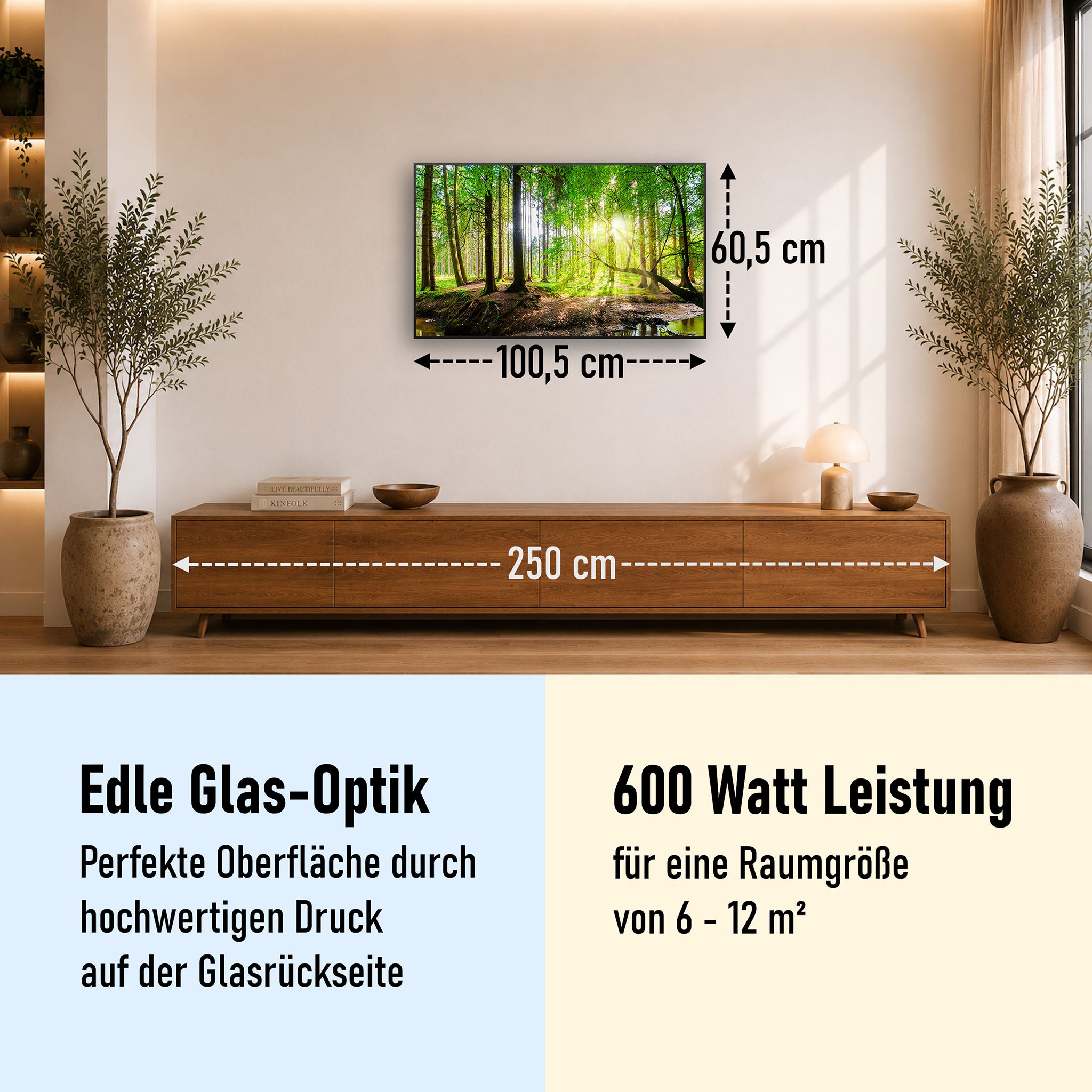 Glas Infrarotheizung 350-1200W Motiv 067 Wald Panorama