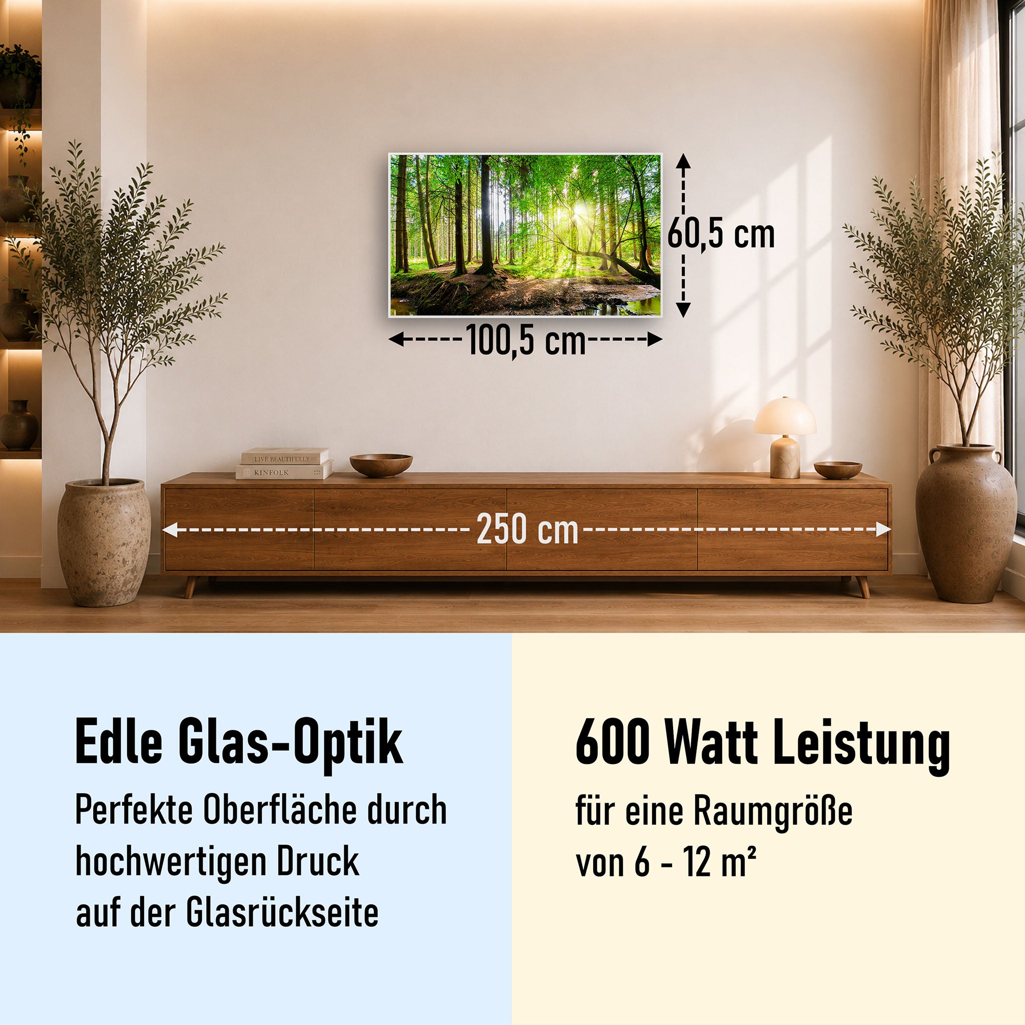Glas Infrarotheizung 350-1200W Motiv 067 Wald Panorama