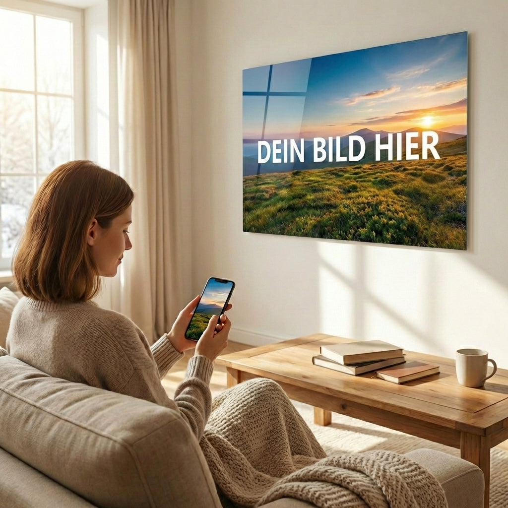 Deko Glas Bild Eigenes Motiv 100,5x60,5cm