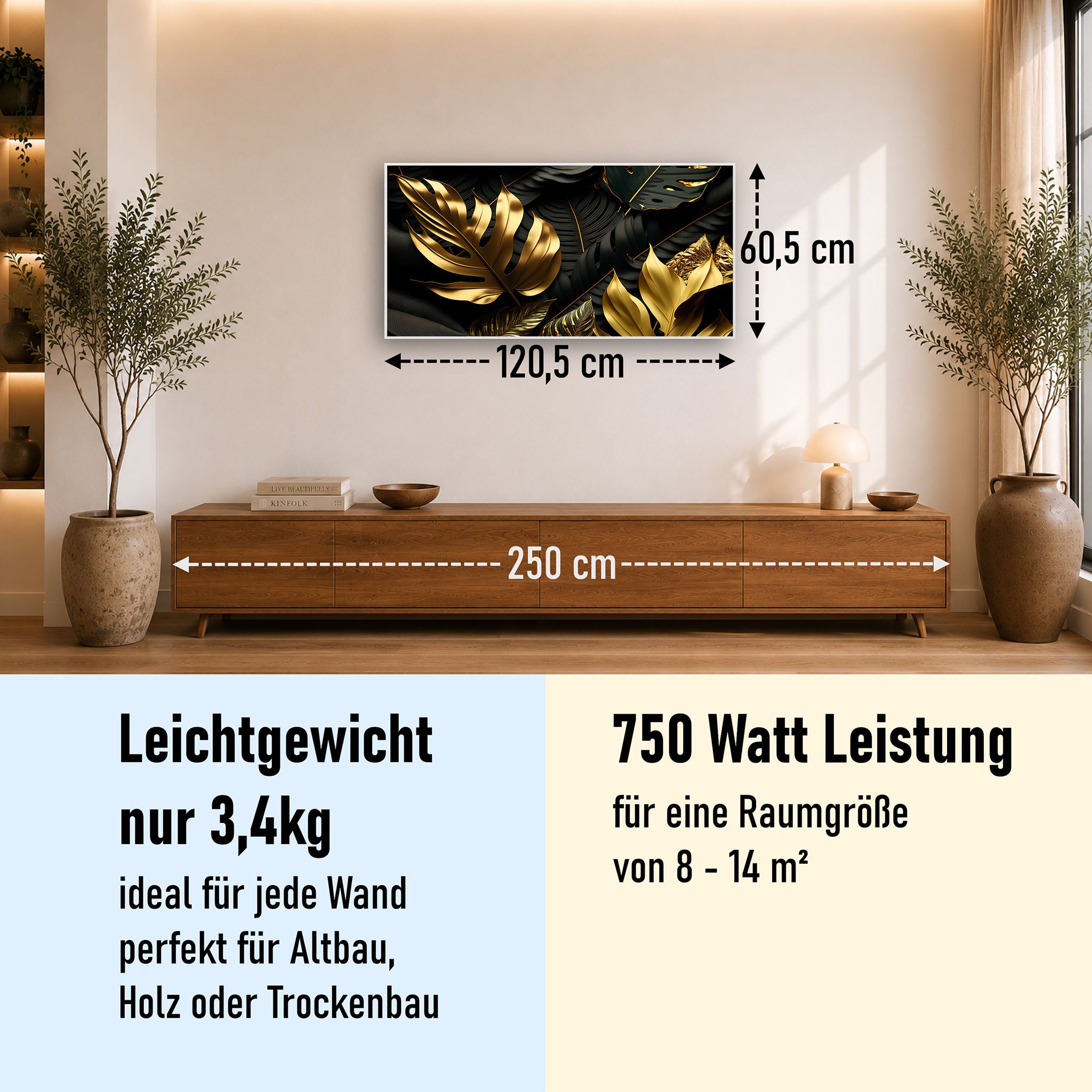 Bild Infrarotheizung 350-1200W Motiv 070 Goldenen Blätter