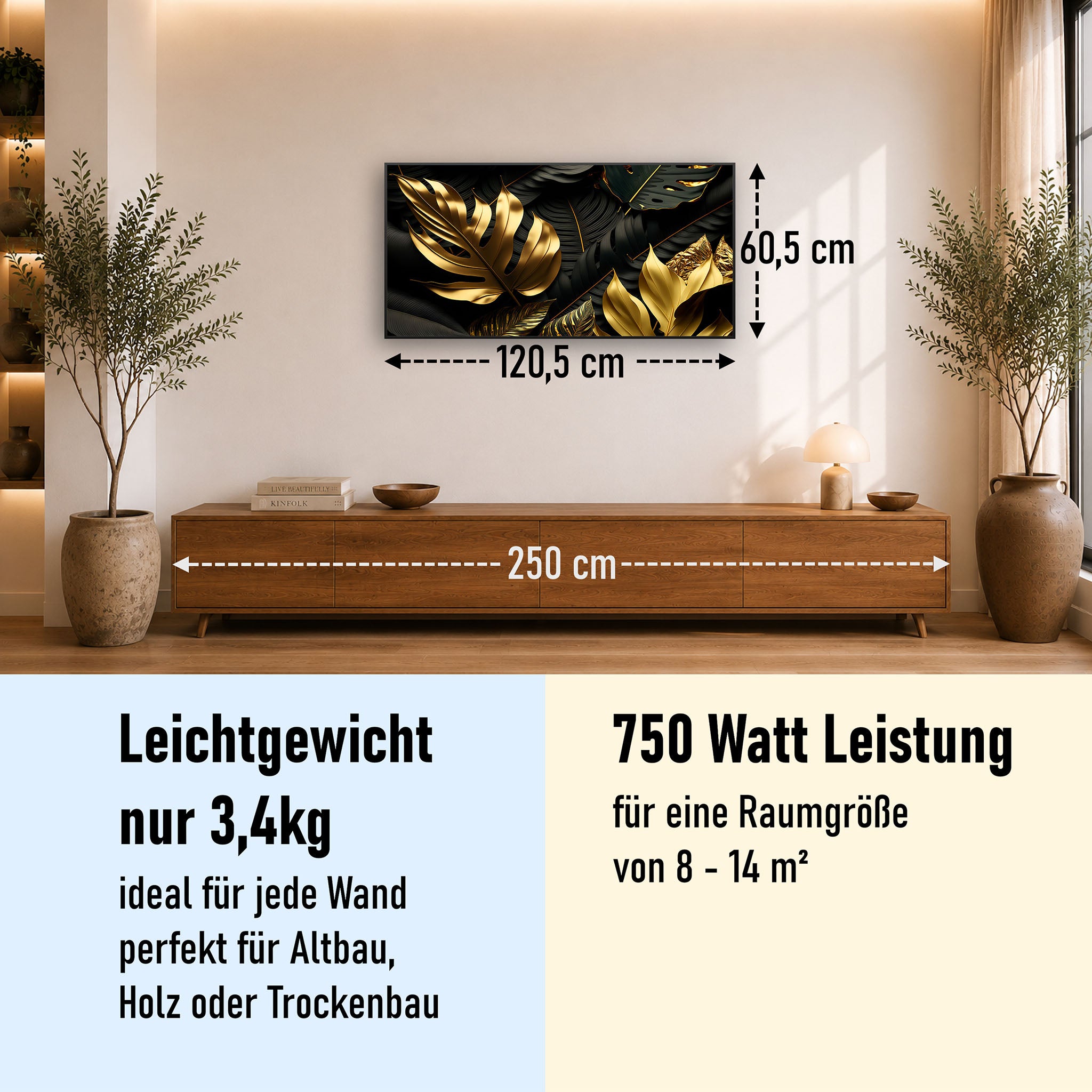 Bild Infrarotheizung 350-1200W Motiv 070 Goldenen Blätter