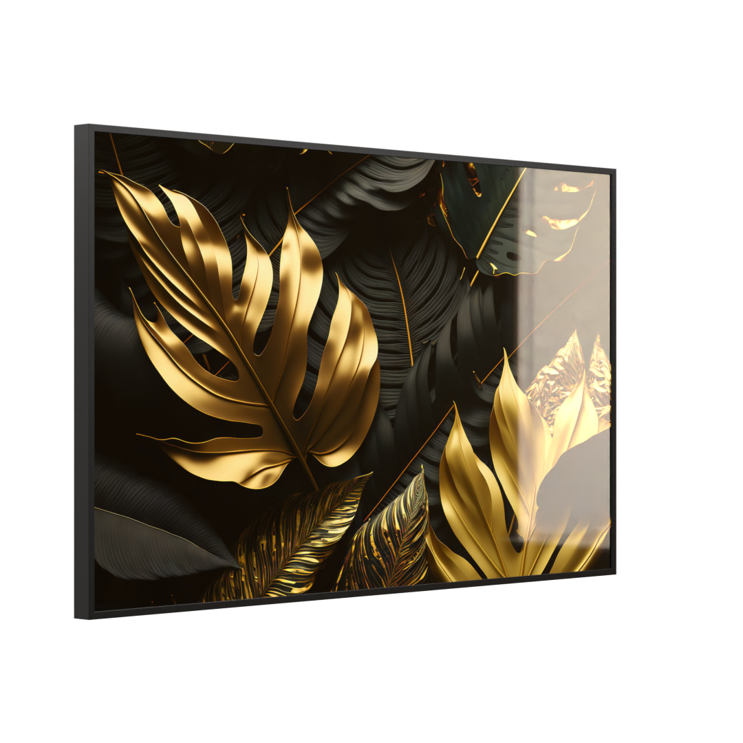 Deko Glas Wandbild Motiv 070 Goldenen Blättern