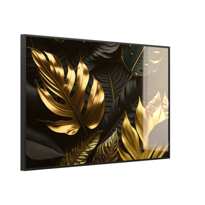 STEINFELD Deko Glas Wandbild Motiv 070 Goldenen Blättern