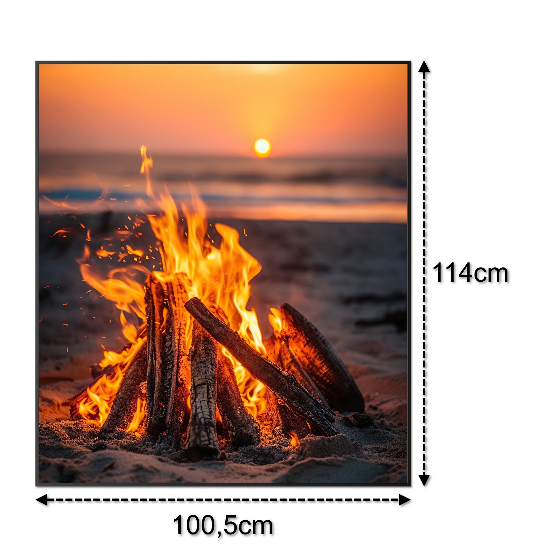 Glas Infrarotheizung 350-1200W Motiv 071h Feuer am Strand