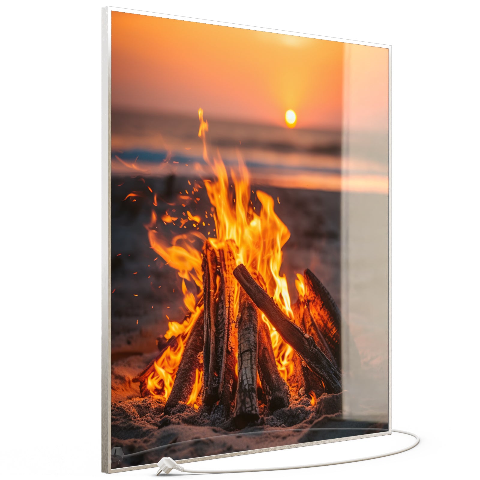 Glas Infrarotheizung 350-1200W Motiv 071h Feuer am Strand