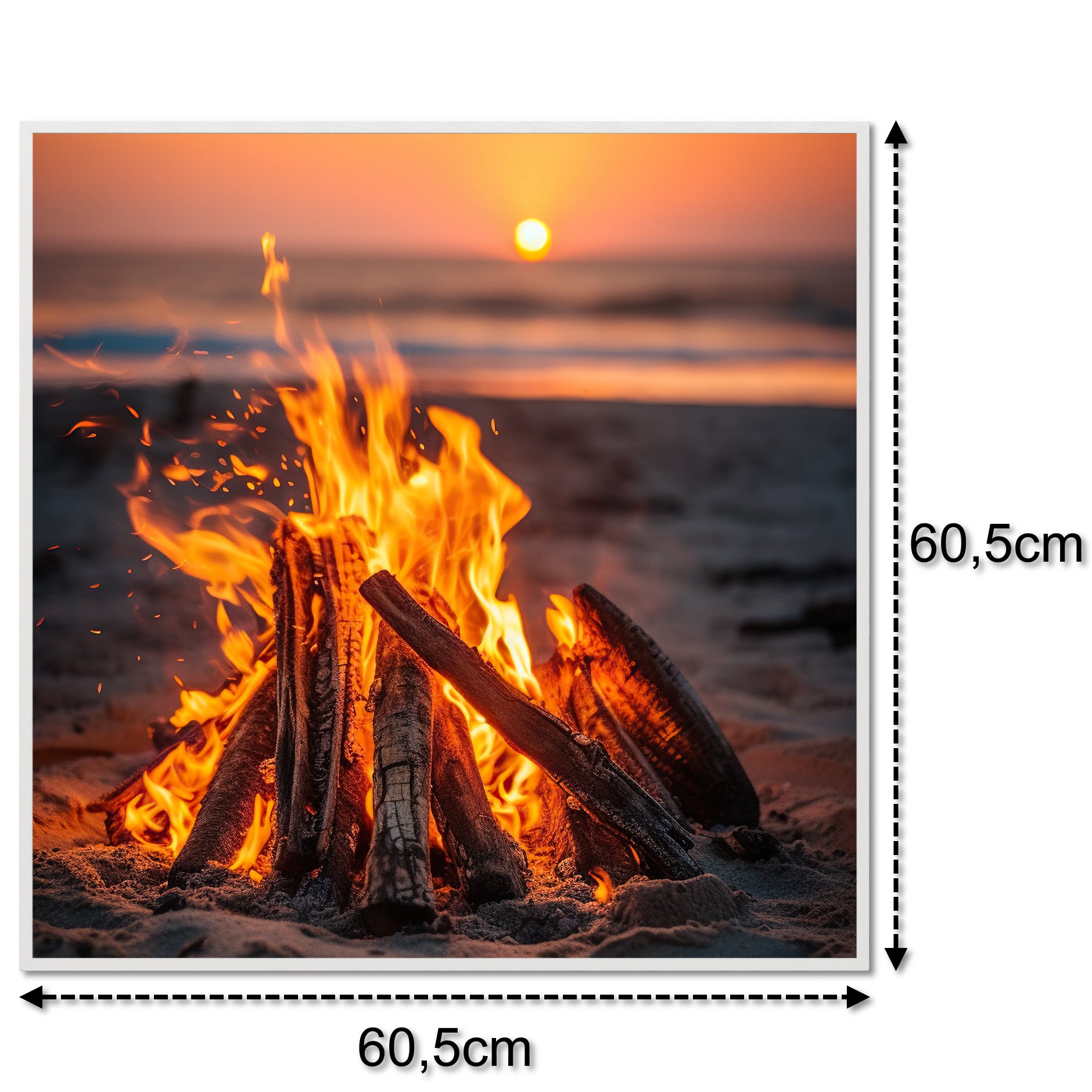 Glas Infrarotheizung 350-1200W Motiv 071h Feuer am Strand