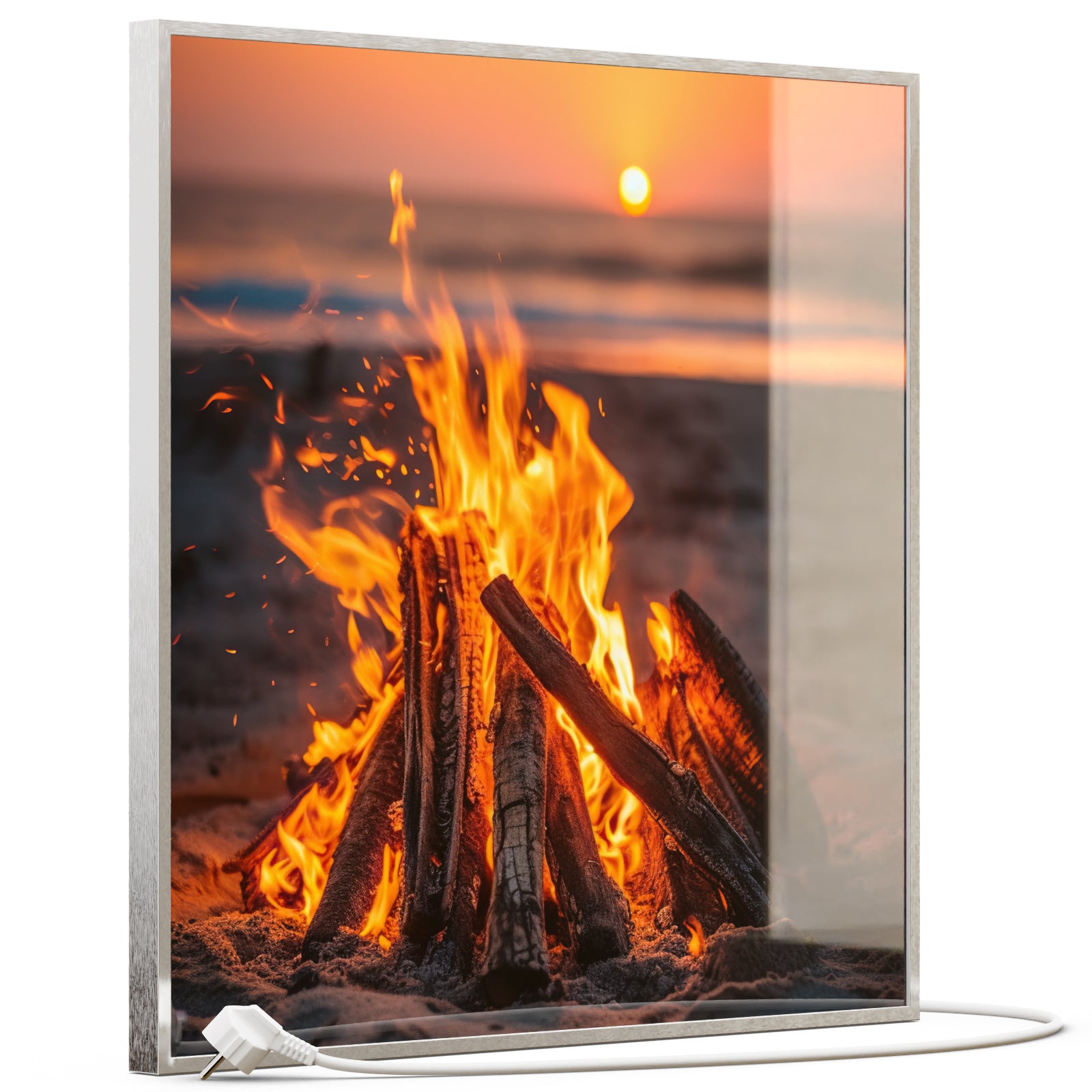 Glas Infrarotheizung 350-1200W Motiv 071h Feuer am Strand