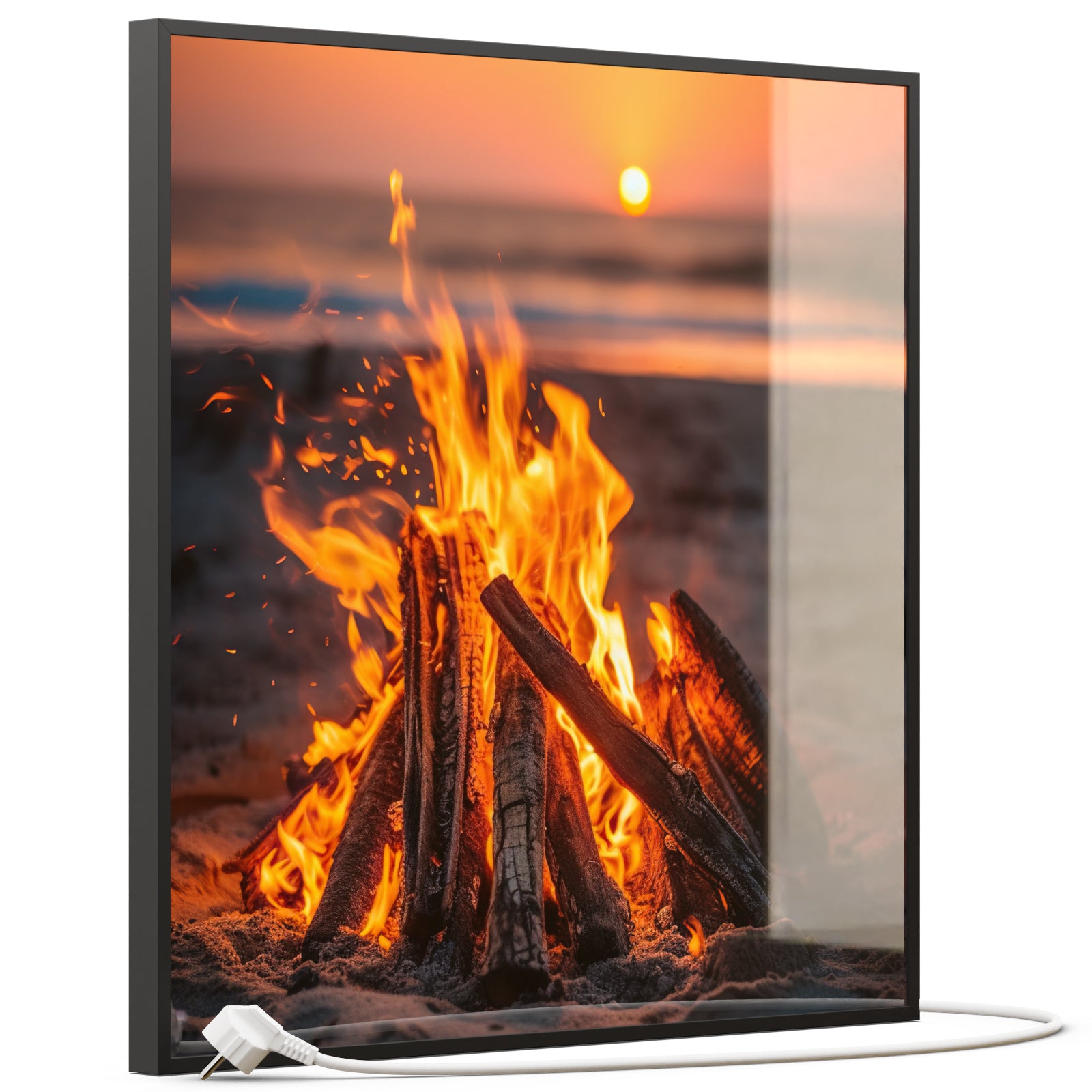 Glas Infrarotheizung 350-1200W Motiv 071h Feuer am Strand