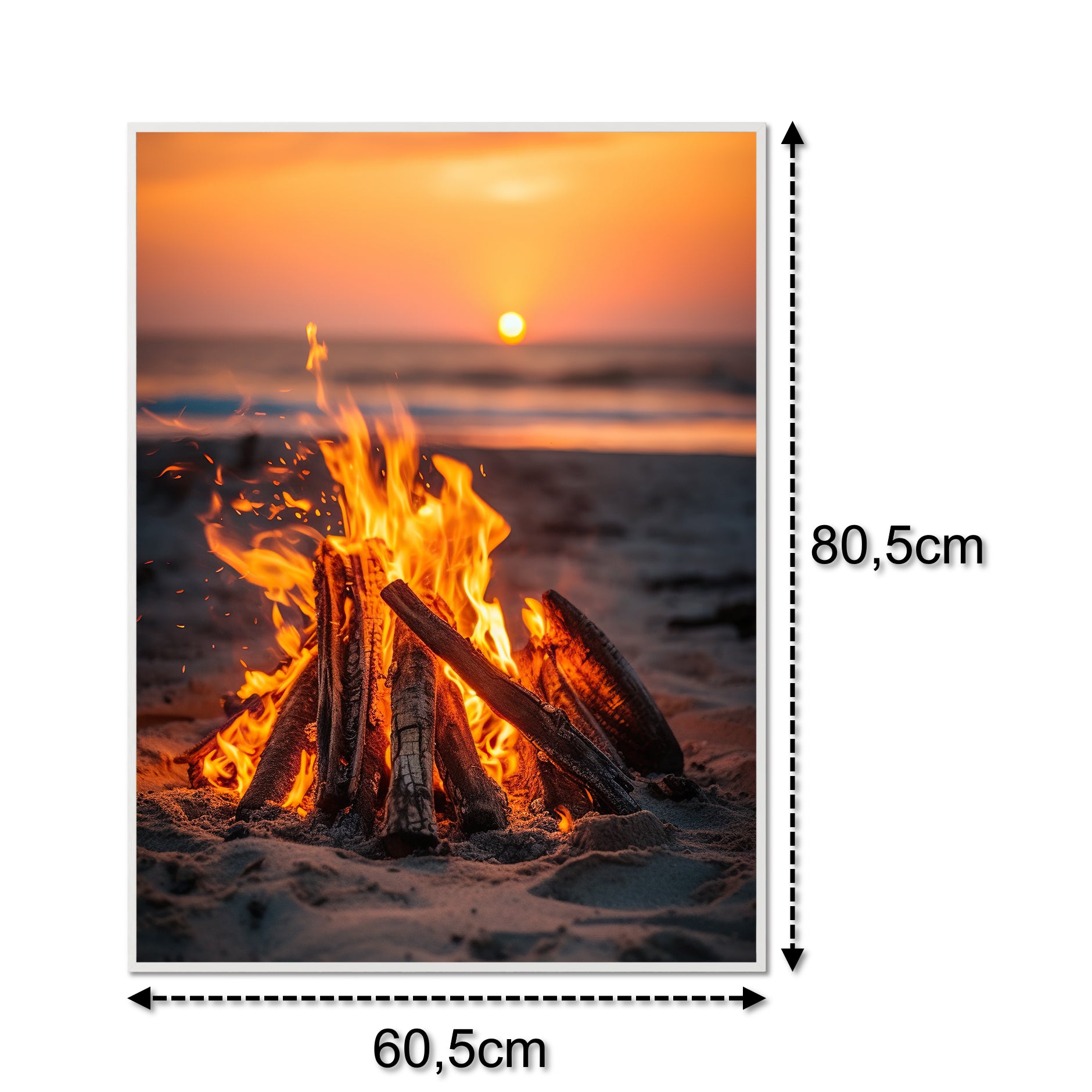 Glas Infrarotheizung 350-1200W Motiv 071h Feuer am Strand