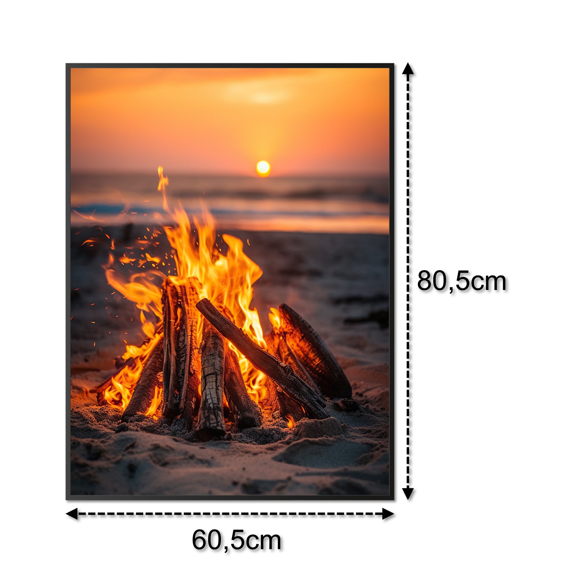 Glas Infrarotheizung 350-1200W Motiv 071h Feuer am Strand