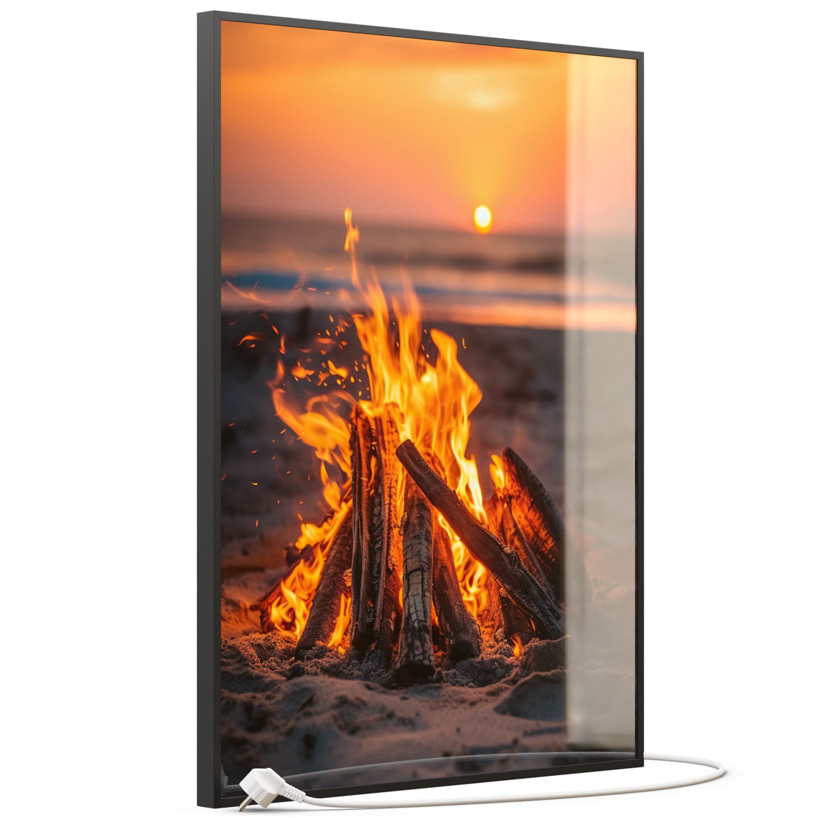 Glas Infrarotheizung 350-1200W Motiv 071h Feuer am Strand