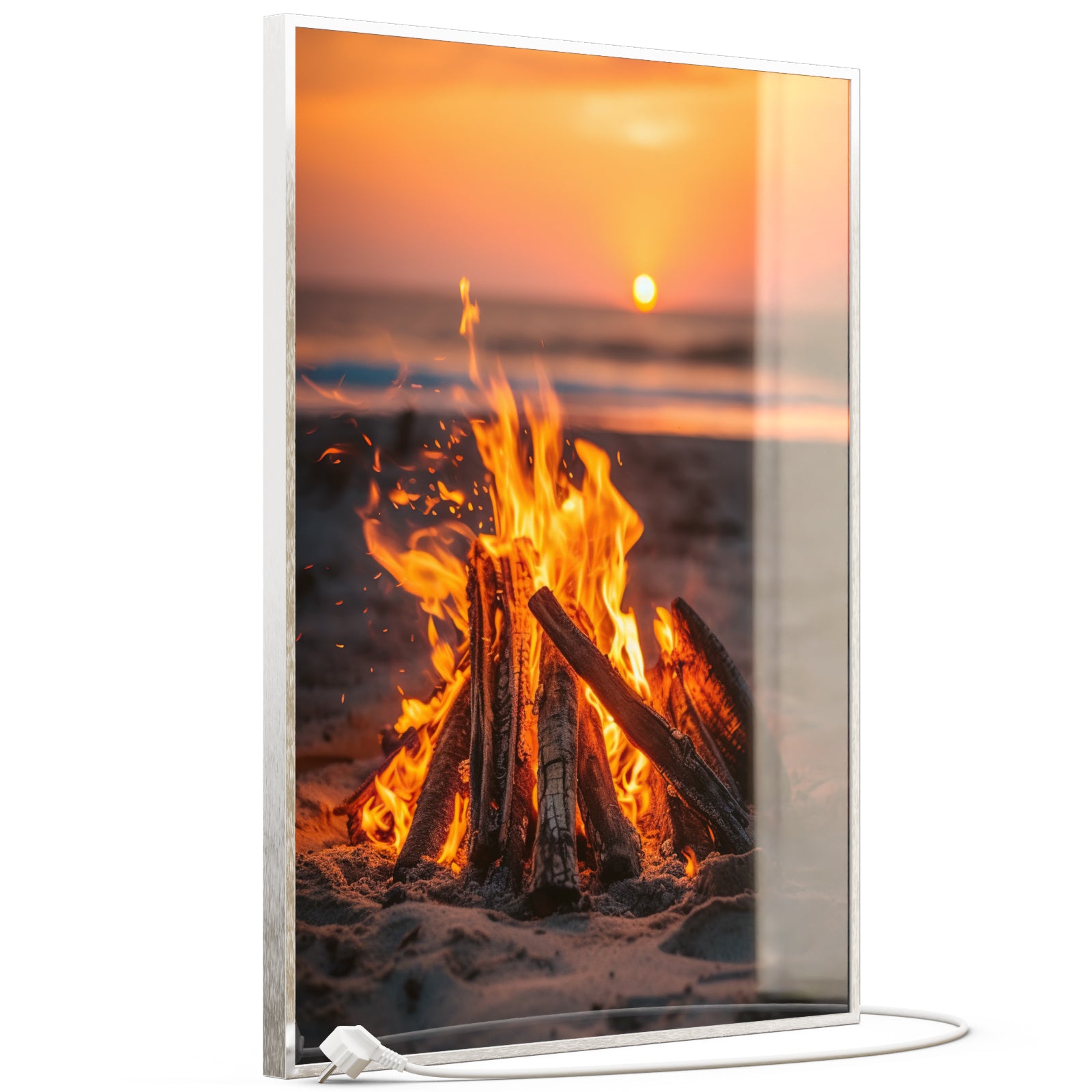 Glas Infrarotheizung 350-1200W Motiv 071h Feuer am Strand