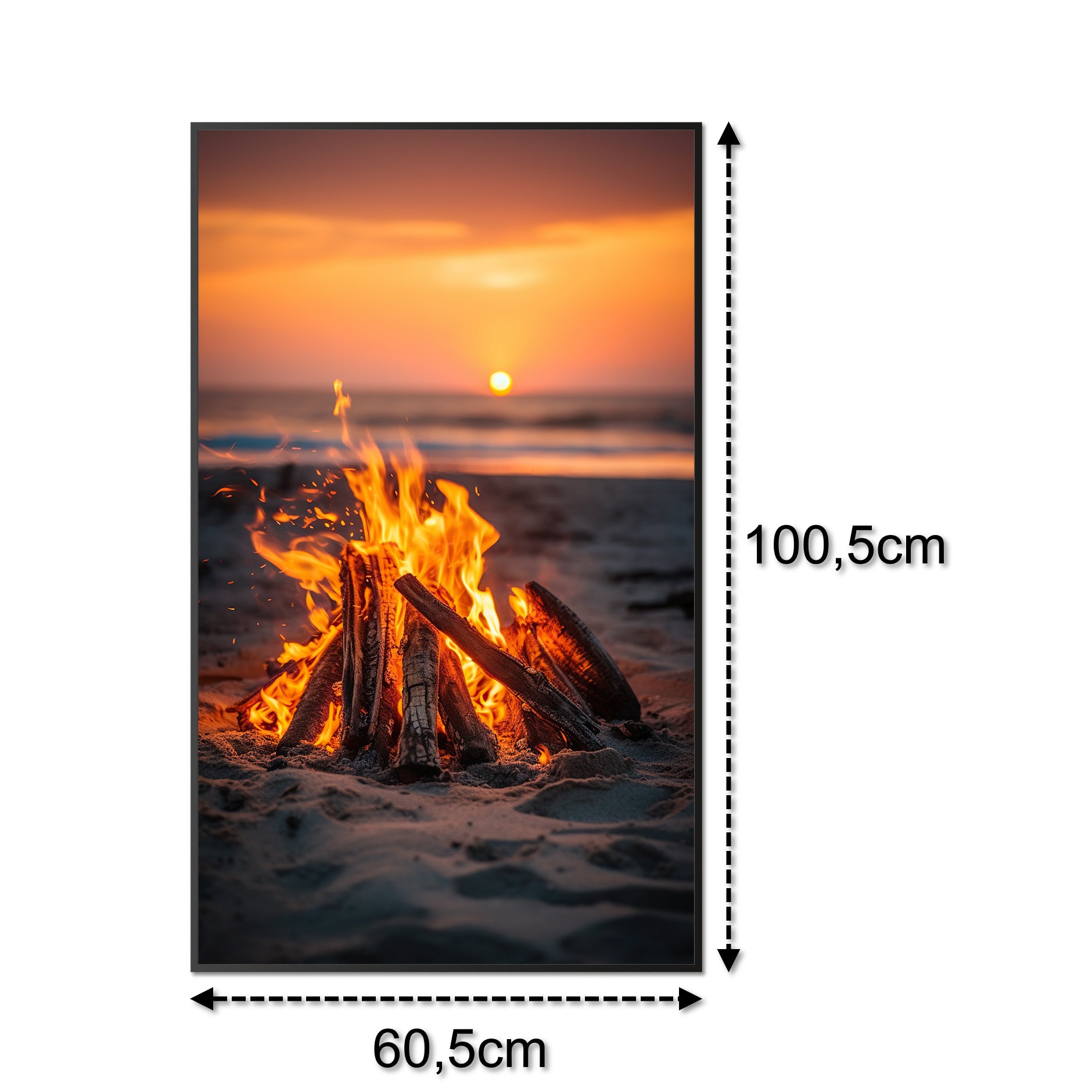 Glas Infrarotheizung 350-1200W Motiv 071h Feuer am Strand