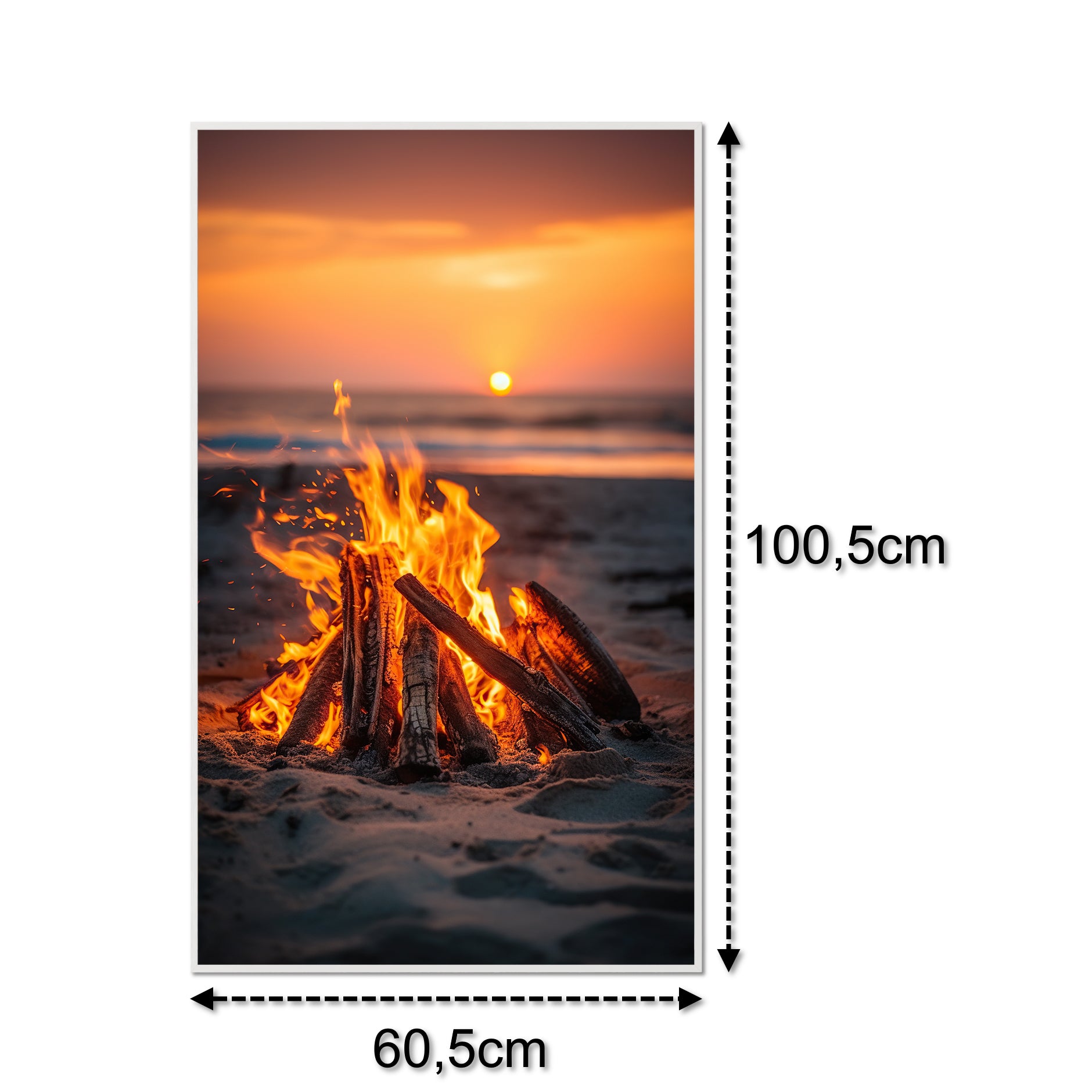 Glas Infrarotheizung 350-1200W Motiv 071h Feuer am Strand