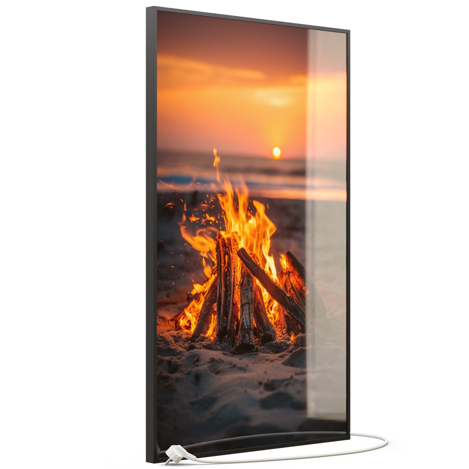 Glas Infrarotheizung 350-1200W Motiv 071h Feuer am Strand